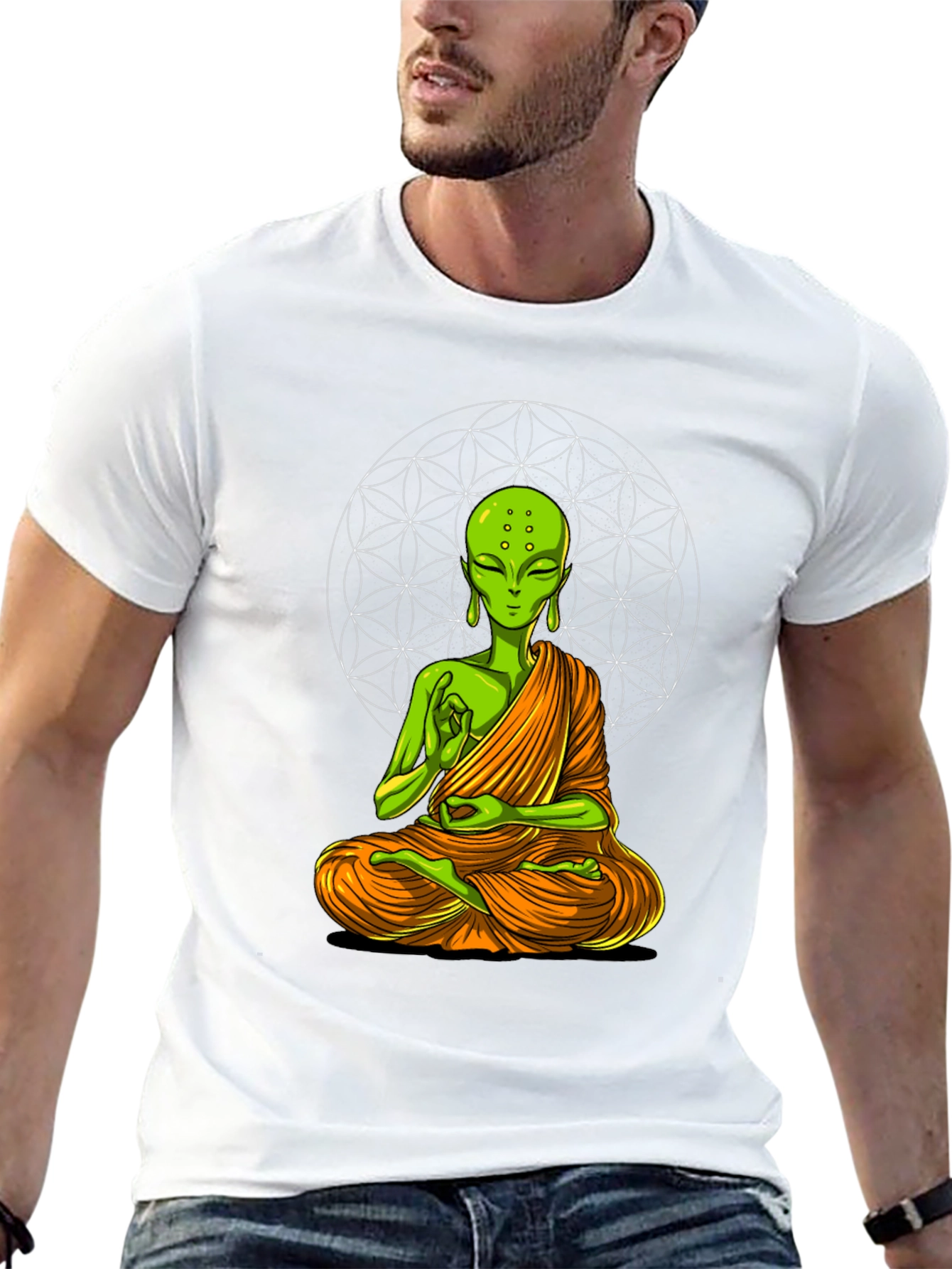 Meditating Alien T-Shirt - Black