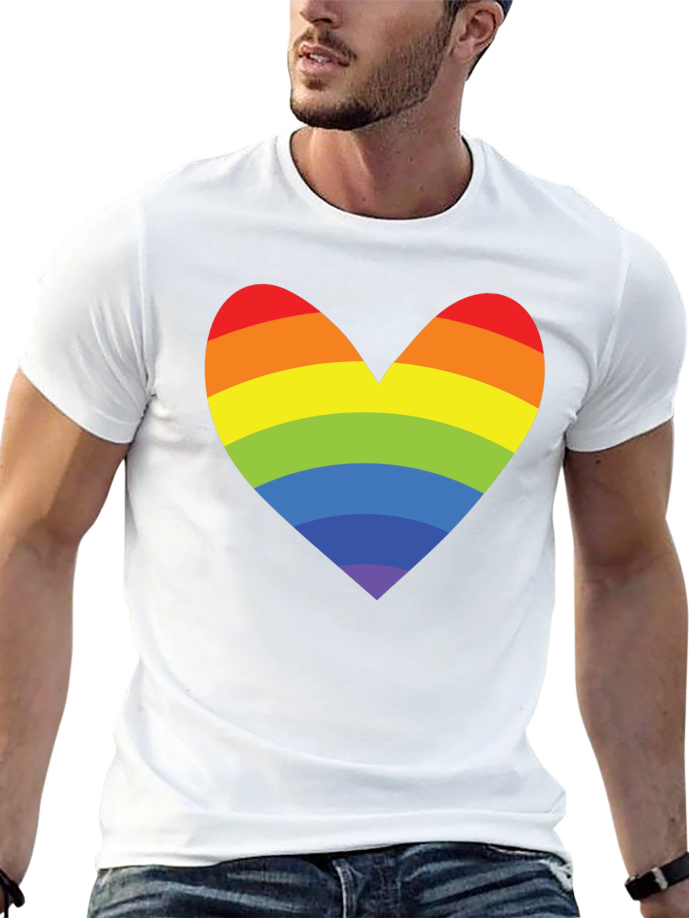 Rainbow Heart Graphic Tee - Pride Love Shirt