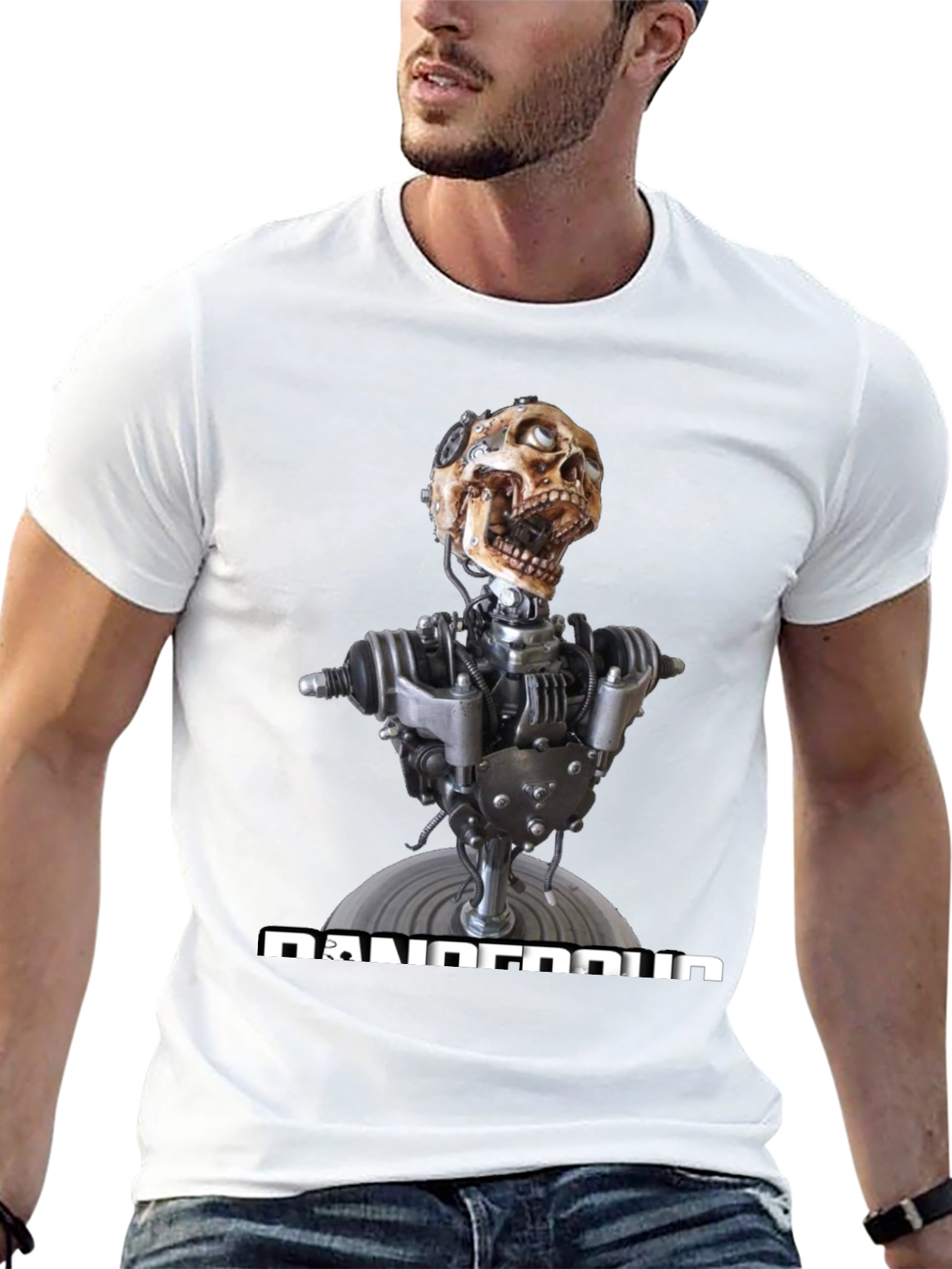 Dangerous Robot Skull Graphic Tee