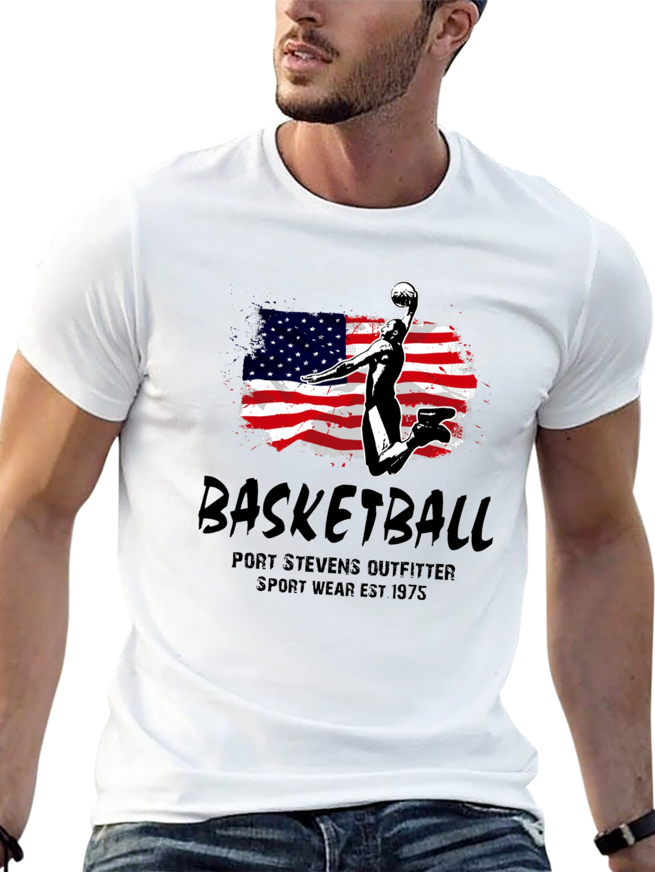 Basketball USA Flag Graphic T-Shirt