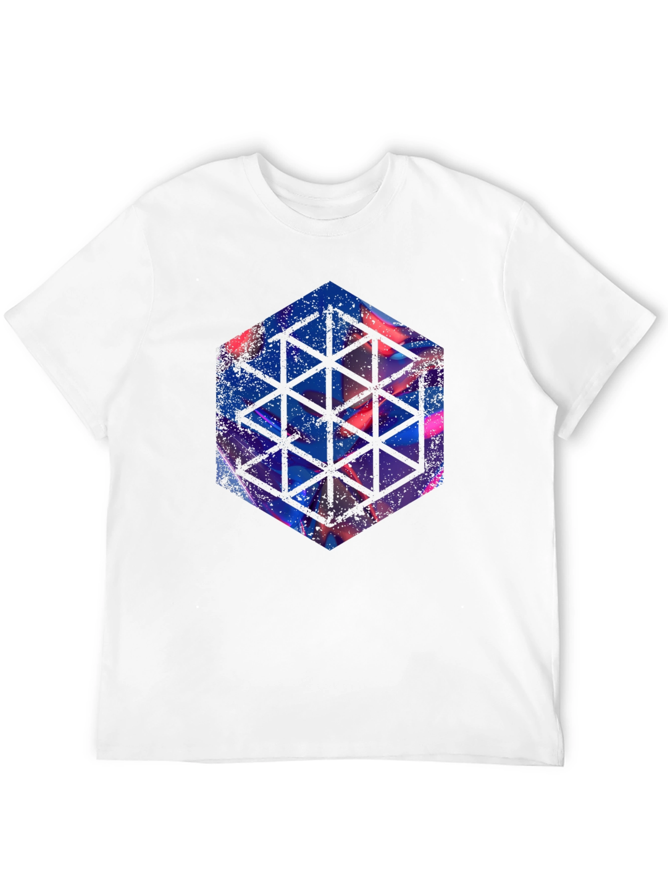 Geometric Hexagon Graphic Black T-Shirt