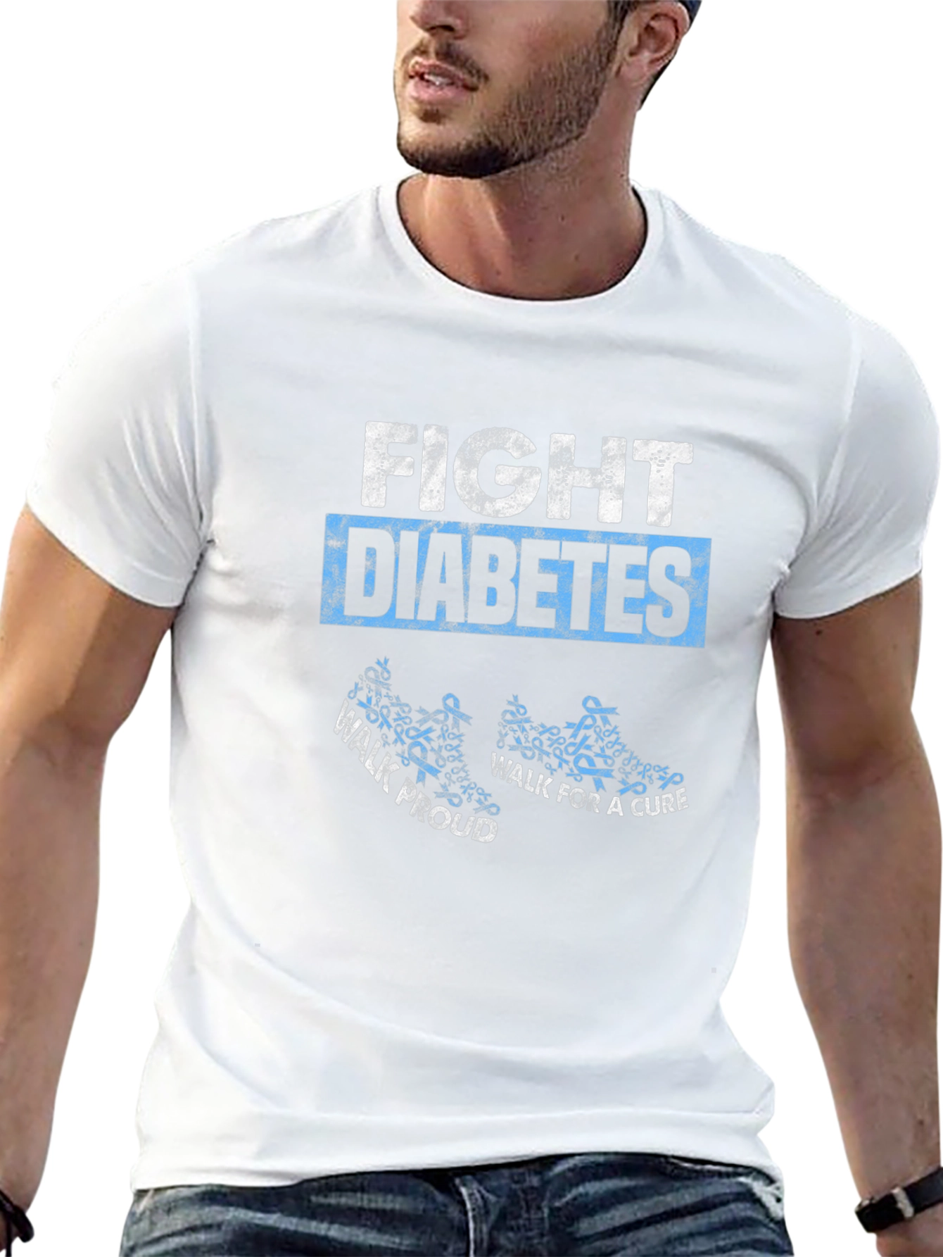 Fight Diabetes Awareness Ribbon Graphic T-Shirt