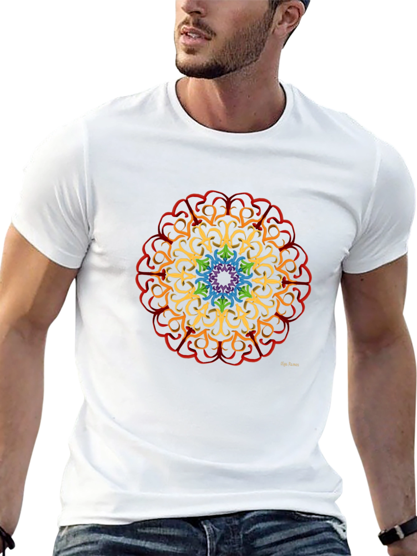 Rainbow Mandala Graphic T-Shirt - Artistic Design