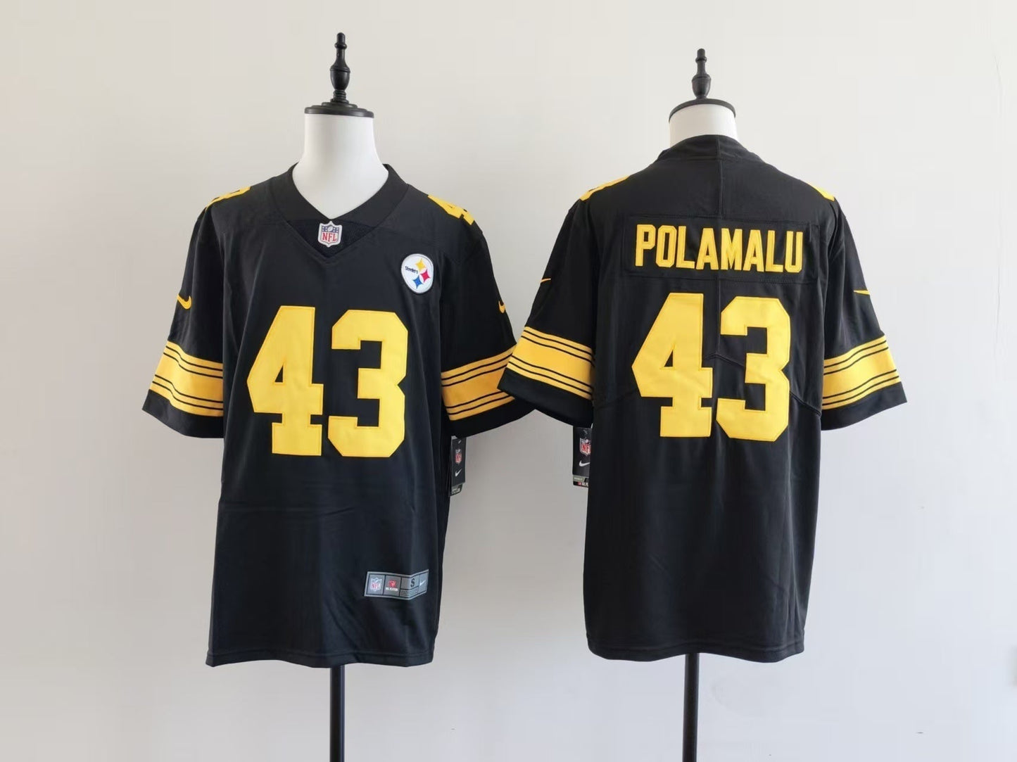Men's Pittsburgh Steelers Troy Polamalu Nike Jersey - Black-yellow numbers