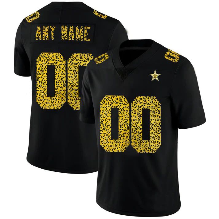 Custom1 Dallas Cowboys Jerseys Black Limited Fashion Vapor Leopard Print Stitched Football Jerseys