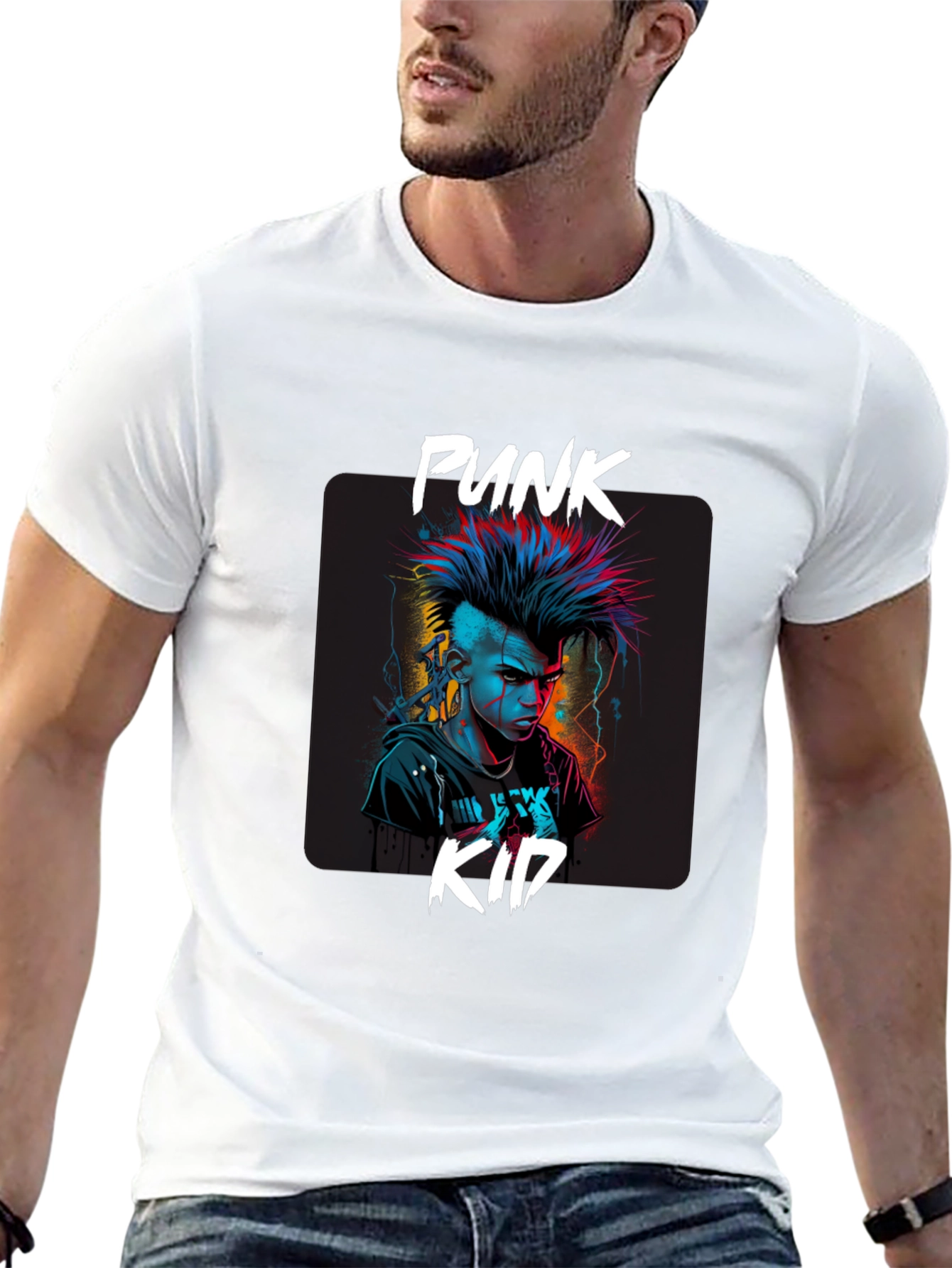 Punk Kid Graphic Tee - Edgy Black T-Shirt