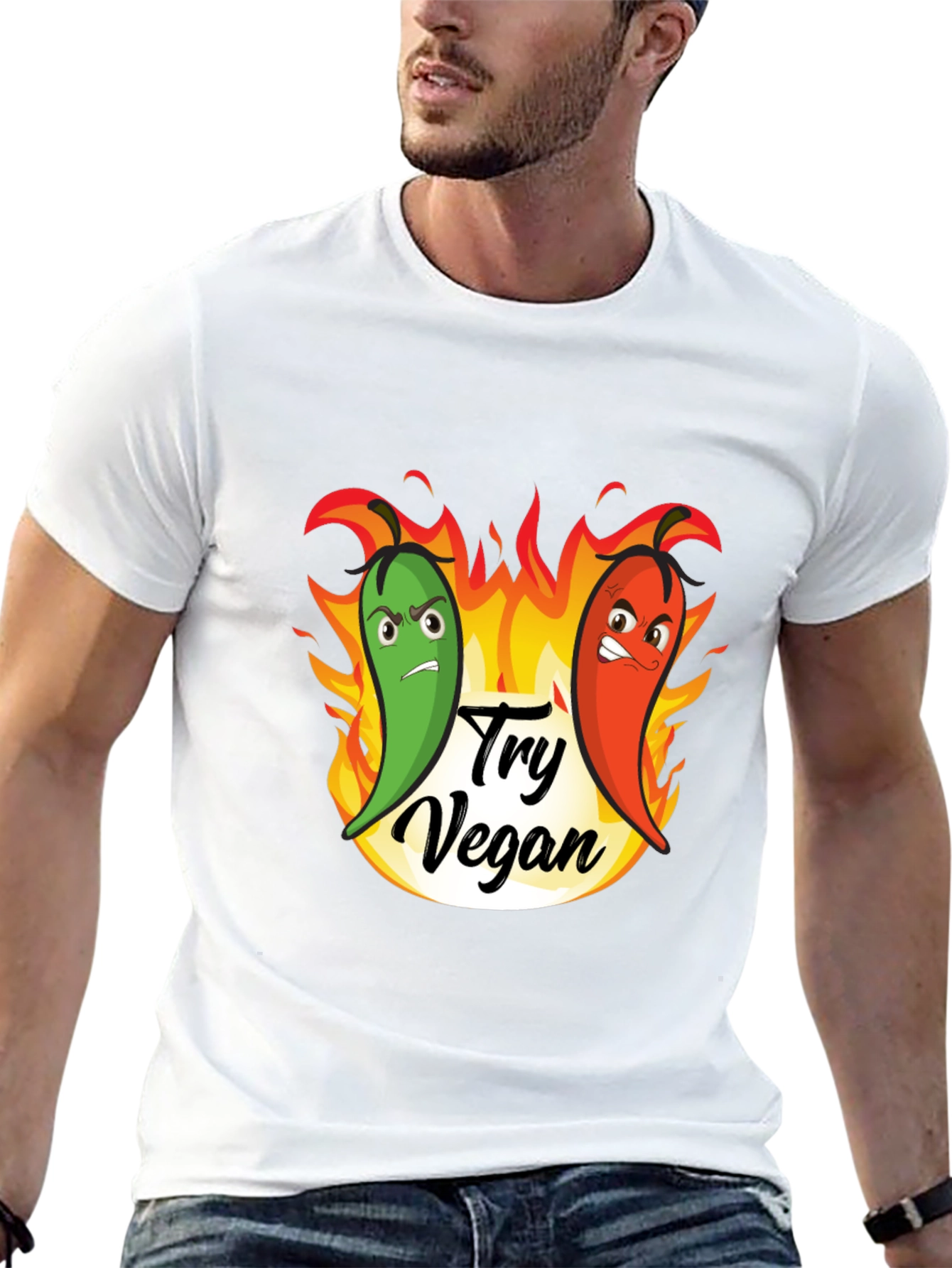 Try Vegan Hot Peppers Graphic T-Shirt
