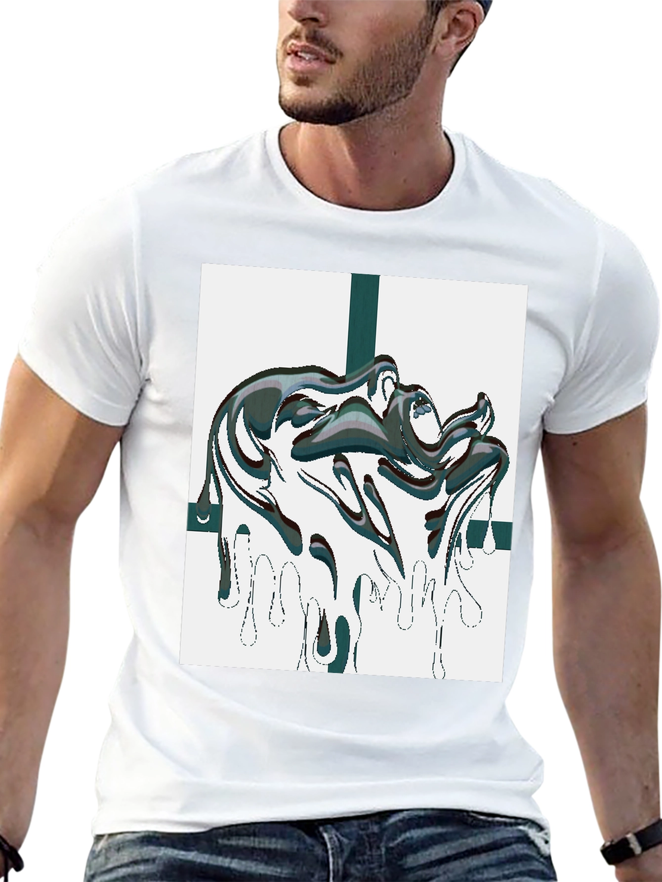 Abstract Drip Graphic Black Tee
