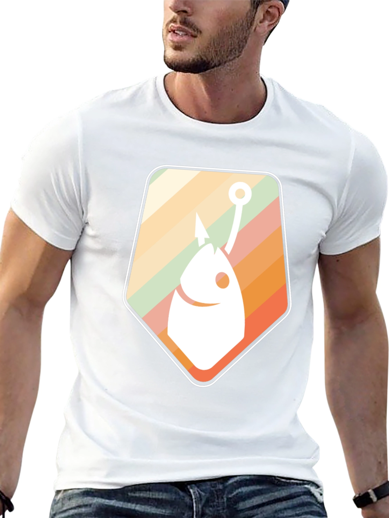 Retro Fish Hook Graphic Tee - Cool Fishing T-Shirt
