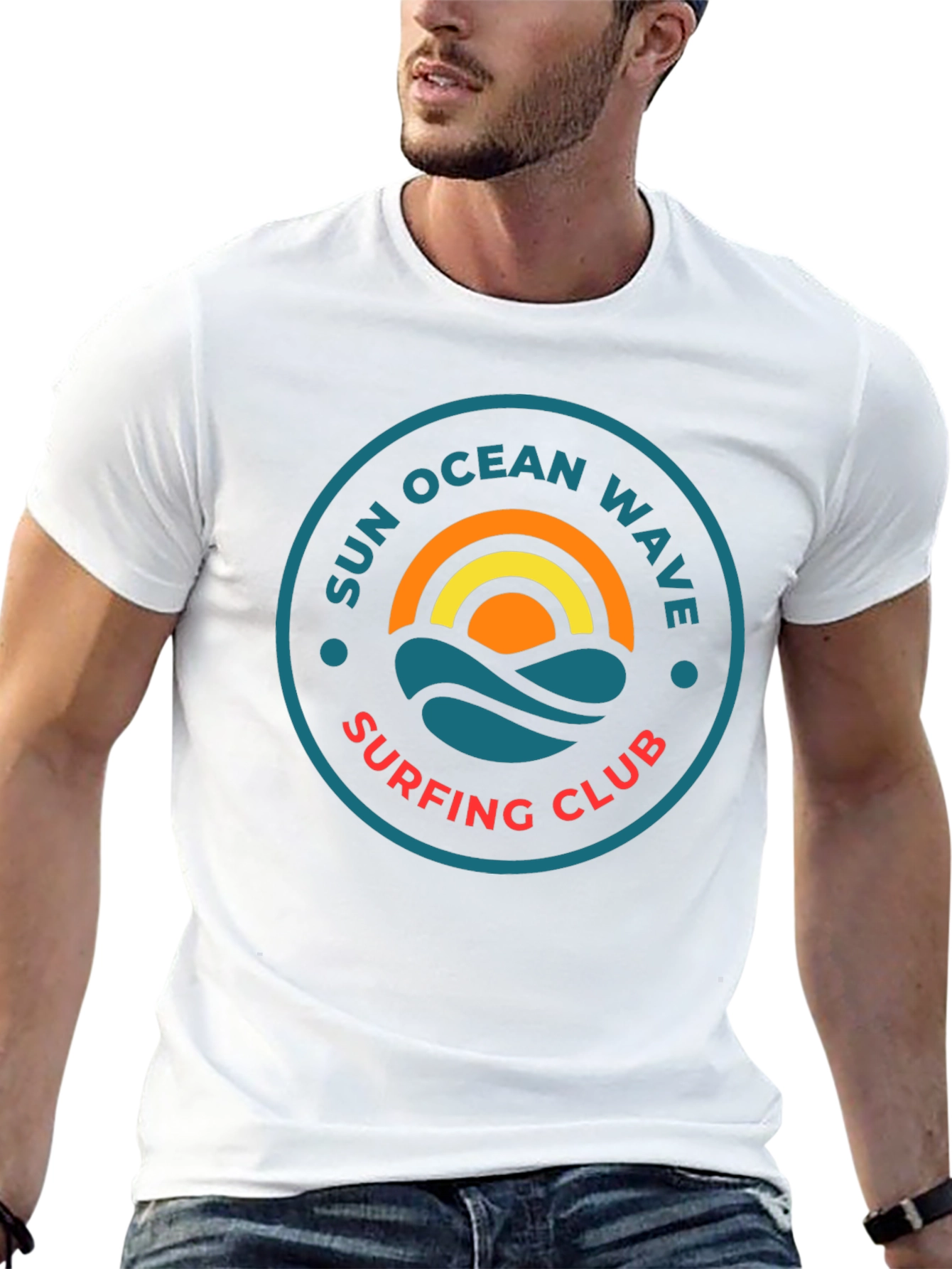 Sun Ocean Wave Surfing Club Graphic T-Shirt