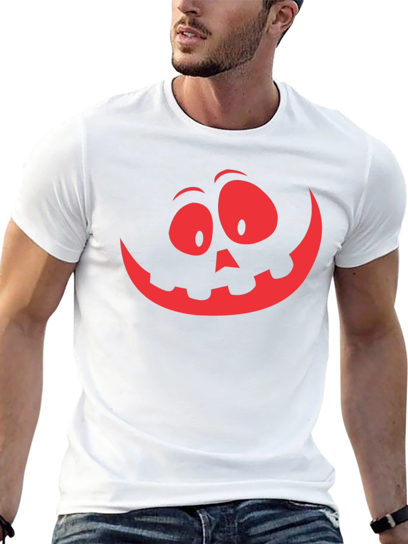 Spooky Pumpkin Face Graphic Tee - Halloween Shirt