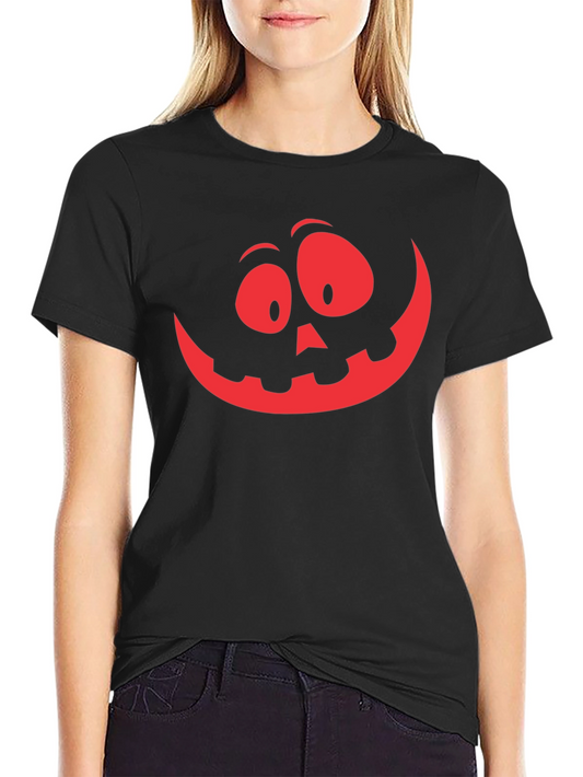 Spooky Pumpkin Face Graphic Tee - Halloween Shirt
