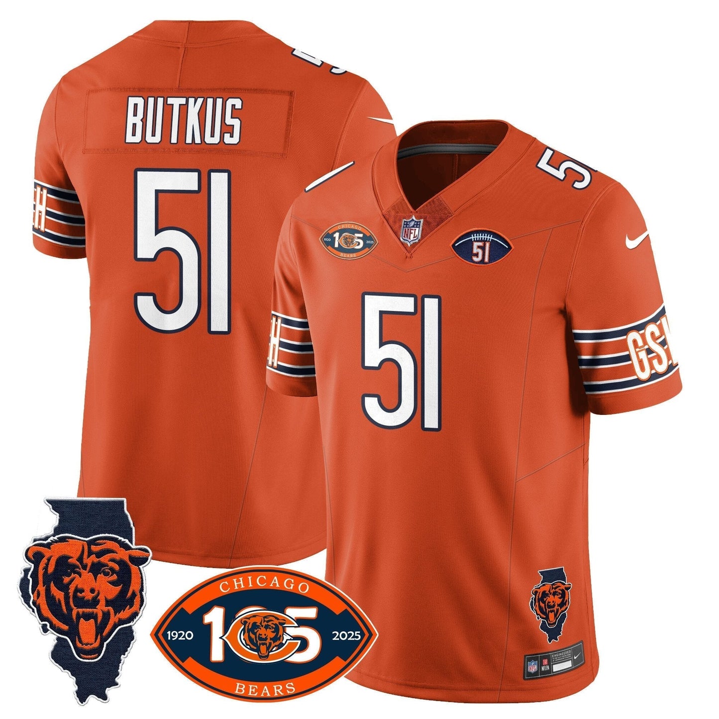 Men???s Chicago Bears 1920-2025 The Chicago Bears Vapor Limited Jersey ??? All Stitched