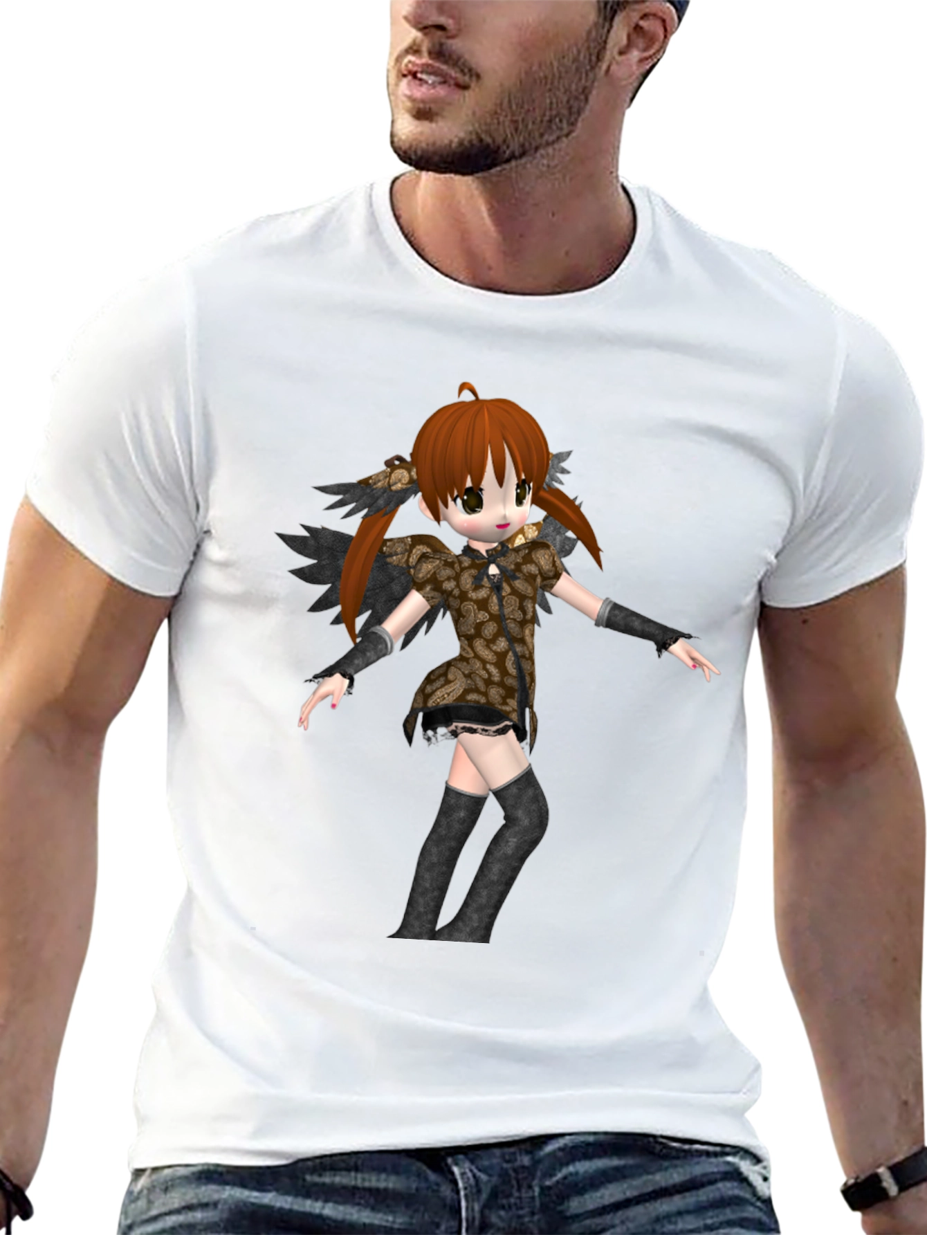 Anime Girl Graphic Black T-Shirt
