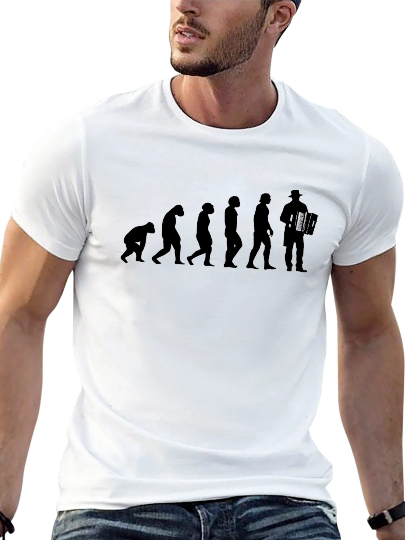 Evolution of Accordion Player T-Shirt