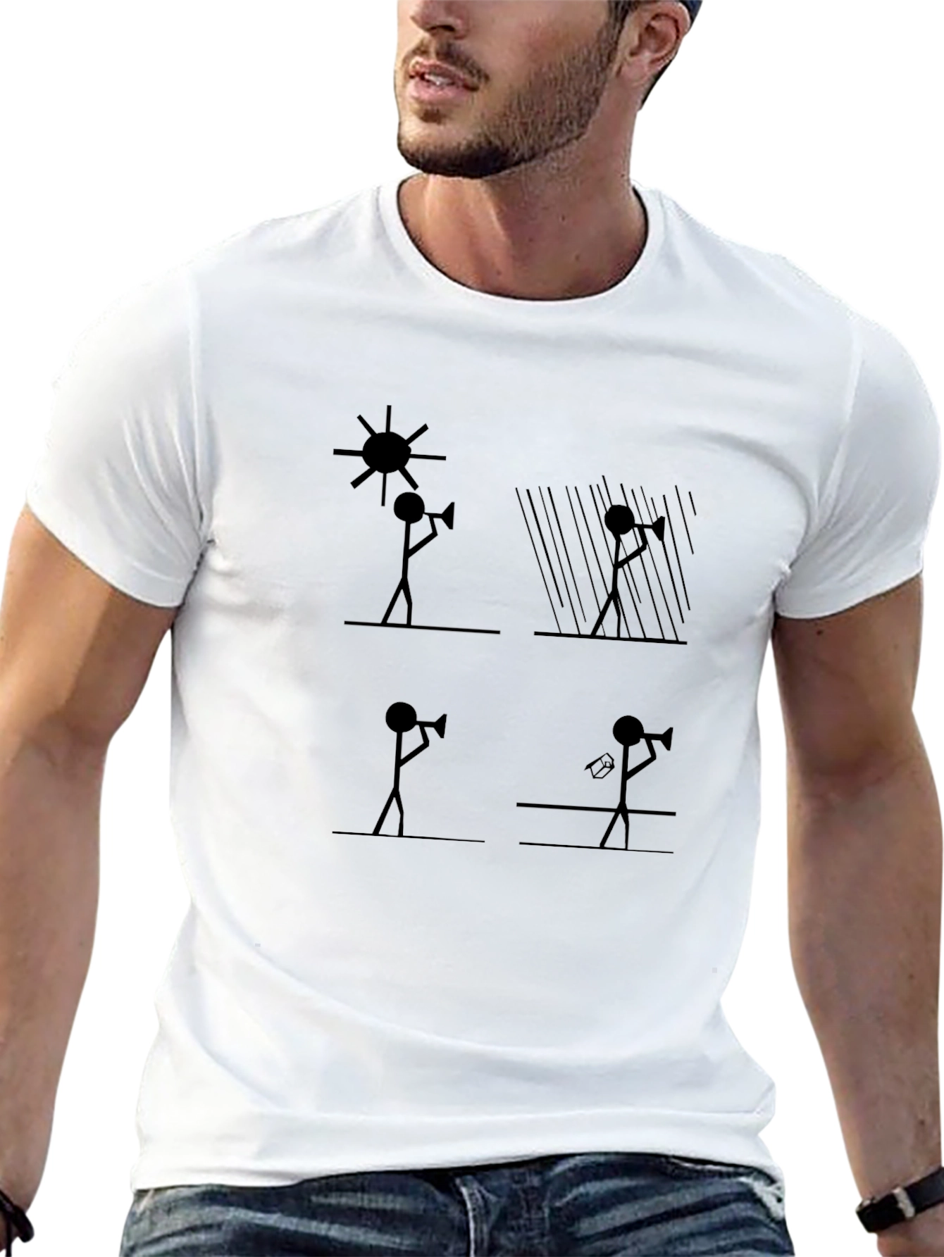 Stick Figure Weather Trumpet T-Shirt