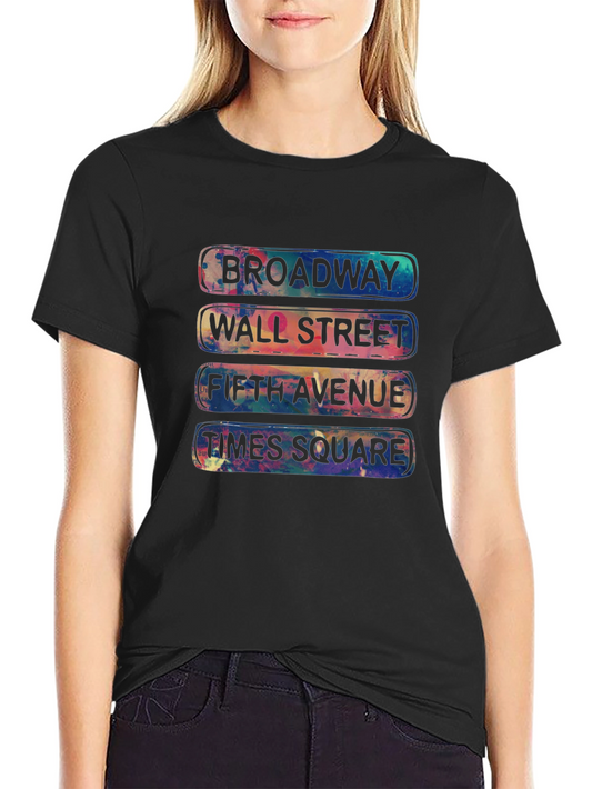 NYC Streets T-Shirt: Broadway Wall Street Fifth Ave Times Square