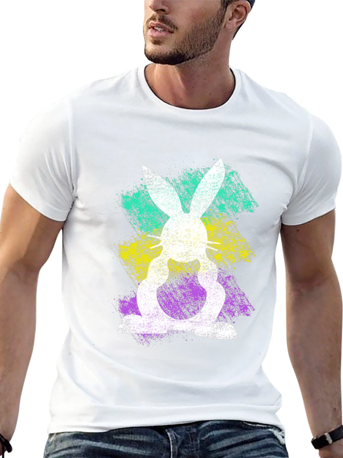 Easter Bunny Splatter Graphic T-Shirt
