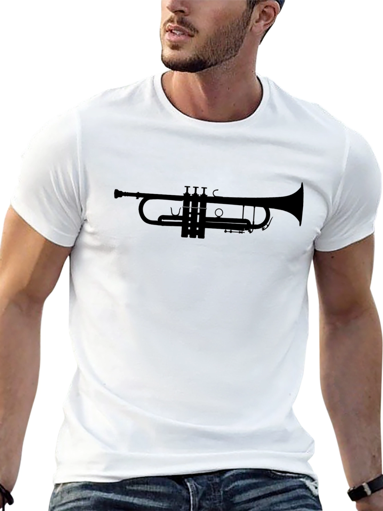 Trumpet Silhouette Graphic Tee - Music Lovers T-Shirt
