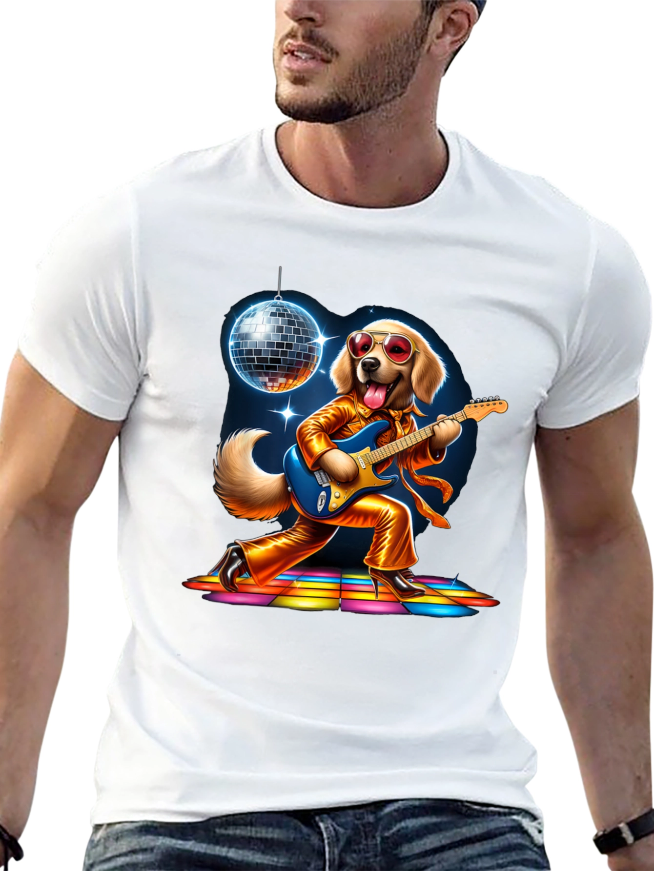Retro Disco Dog T-Shirt