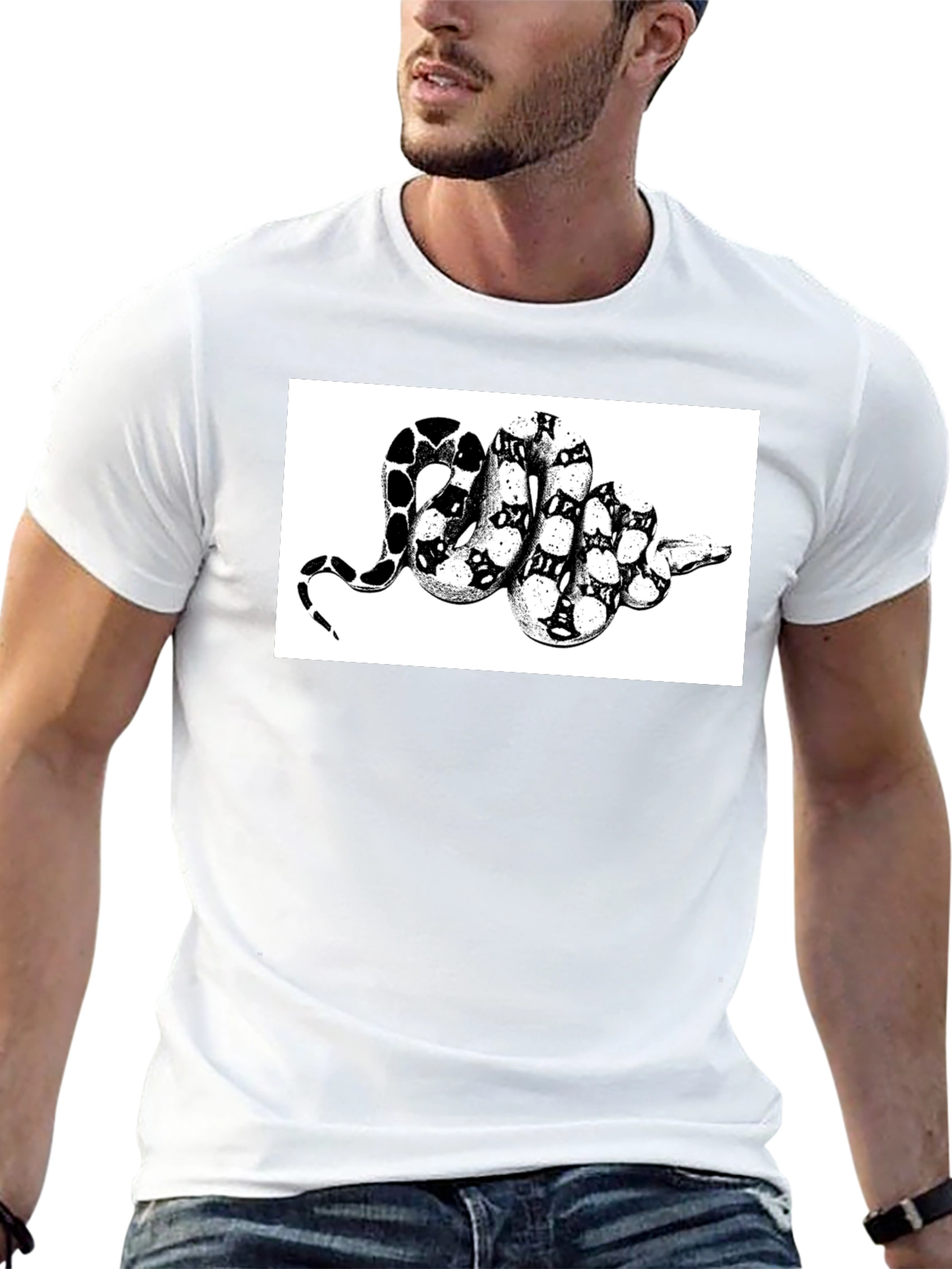 Snake Print T-Shirt - Black