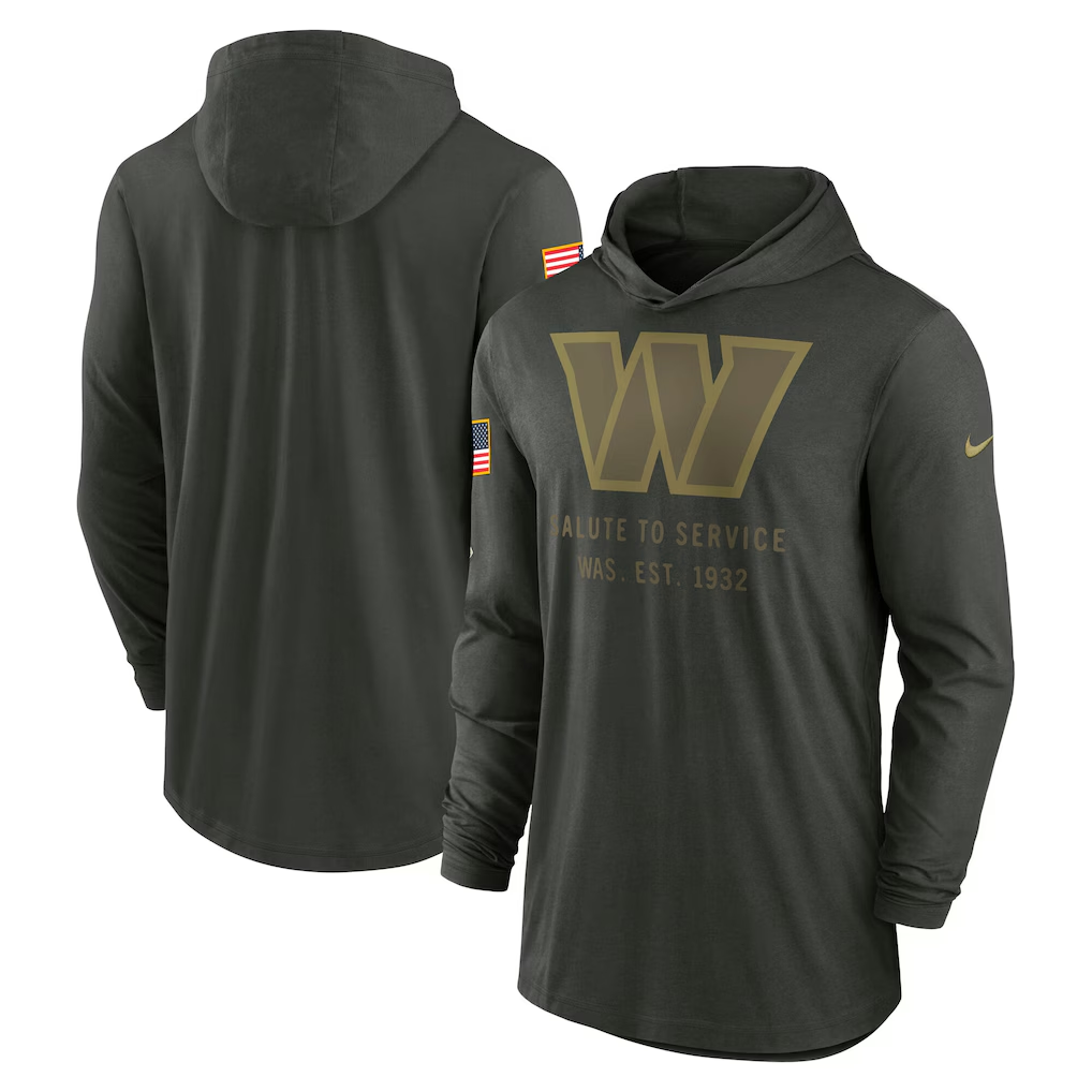 Men's Washington Commanders Nike Forest Green 2025 Salute to Service Sideline Dri-FIT Lightweight Hooded Pullover