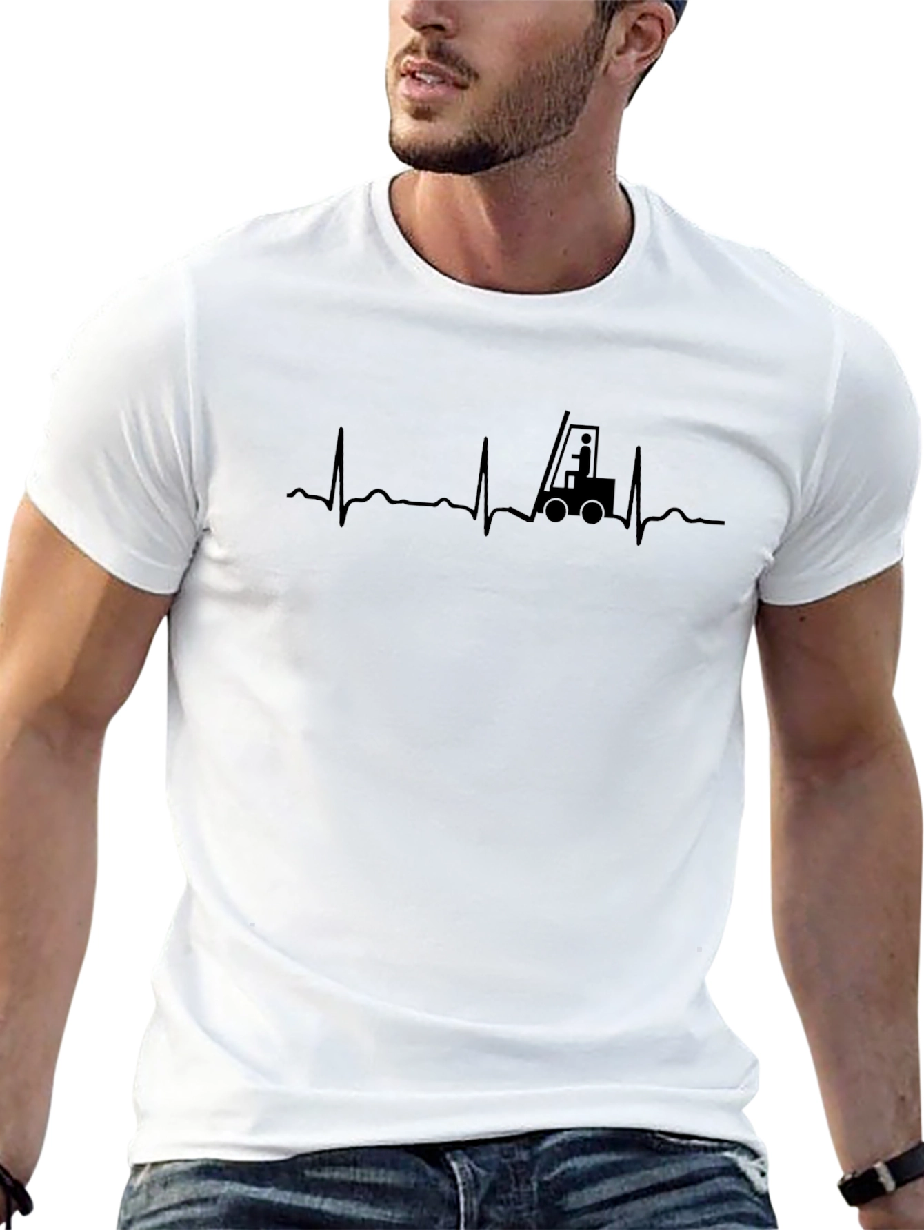 Forklift Heartbeat T-Shirt - Black Graphic Tee