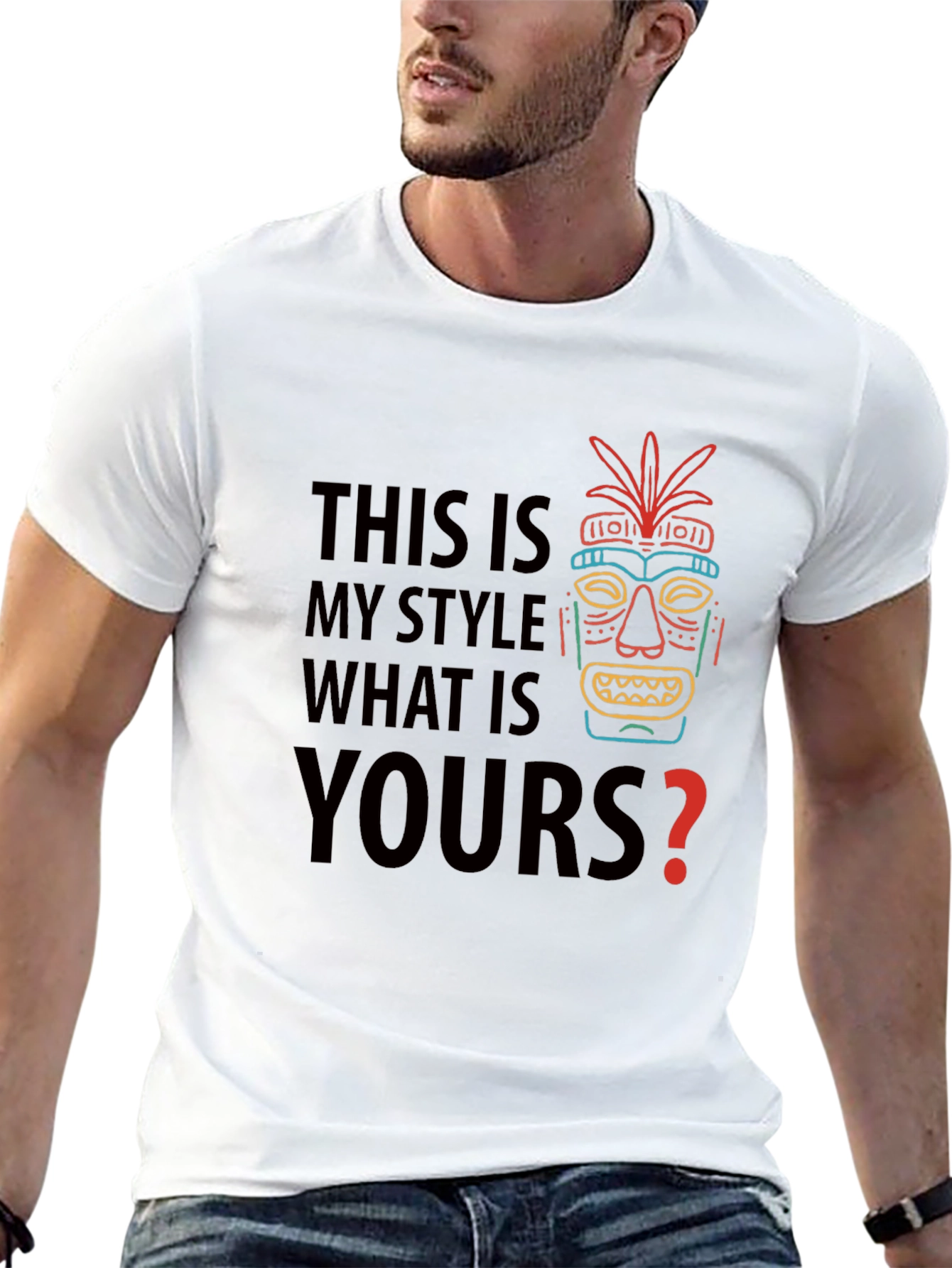Unique Style Tee - Tiki Mask Graphic T-Shirt