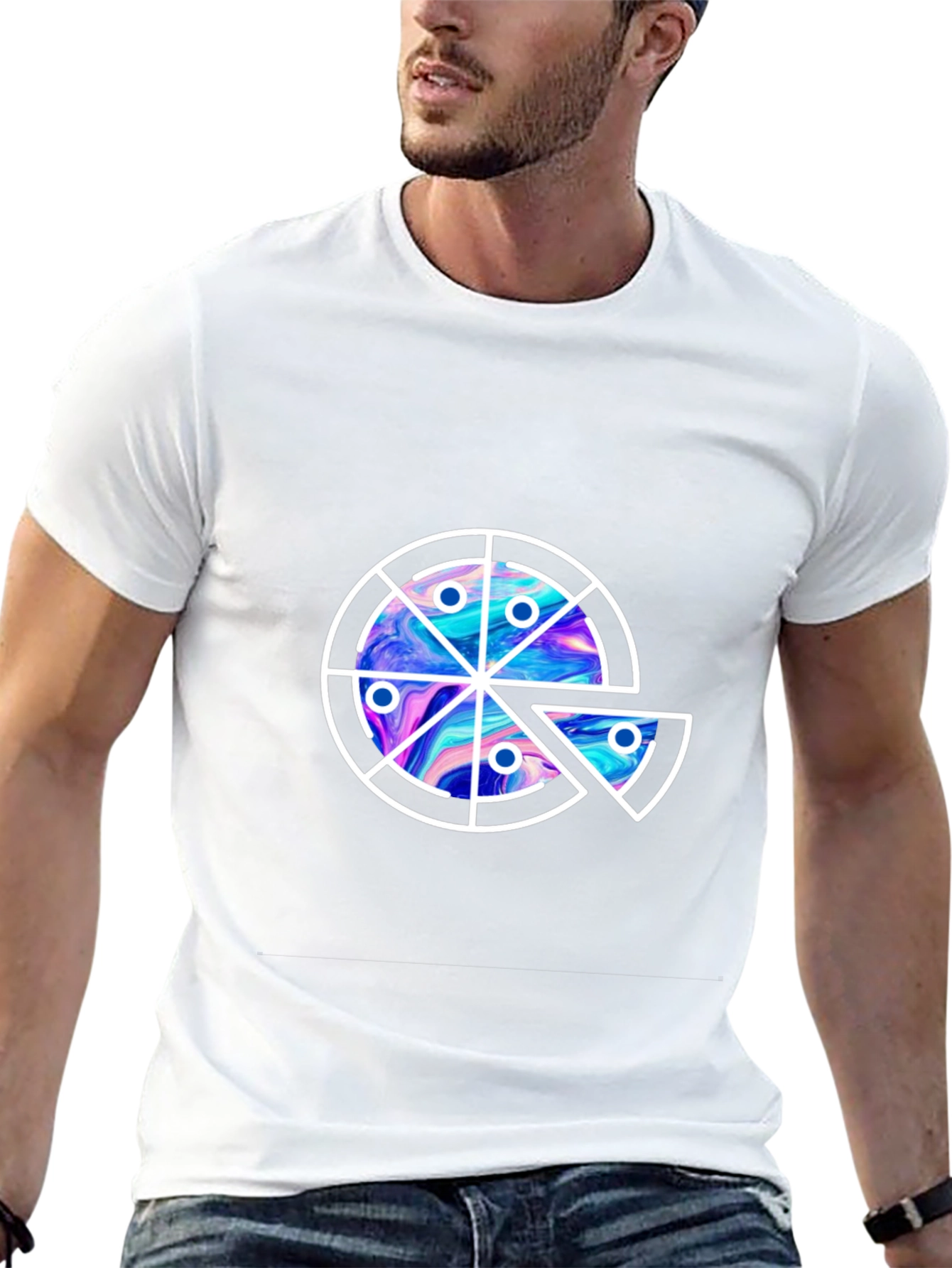 Pizza Galaxy Graphic Tee - Casual Black T-Shirt