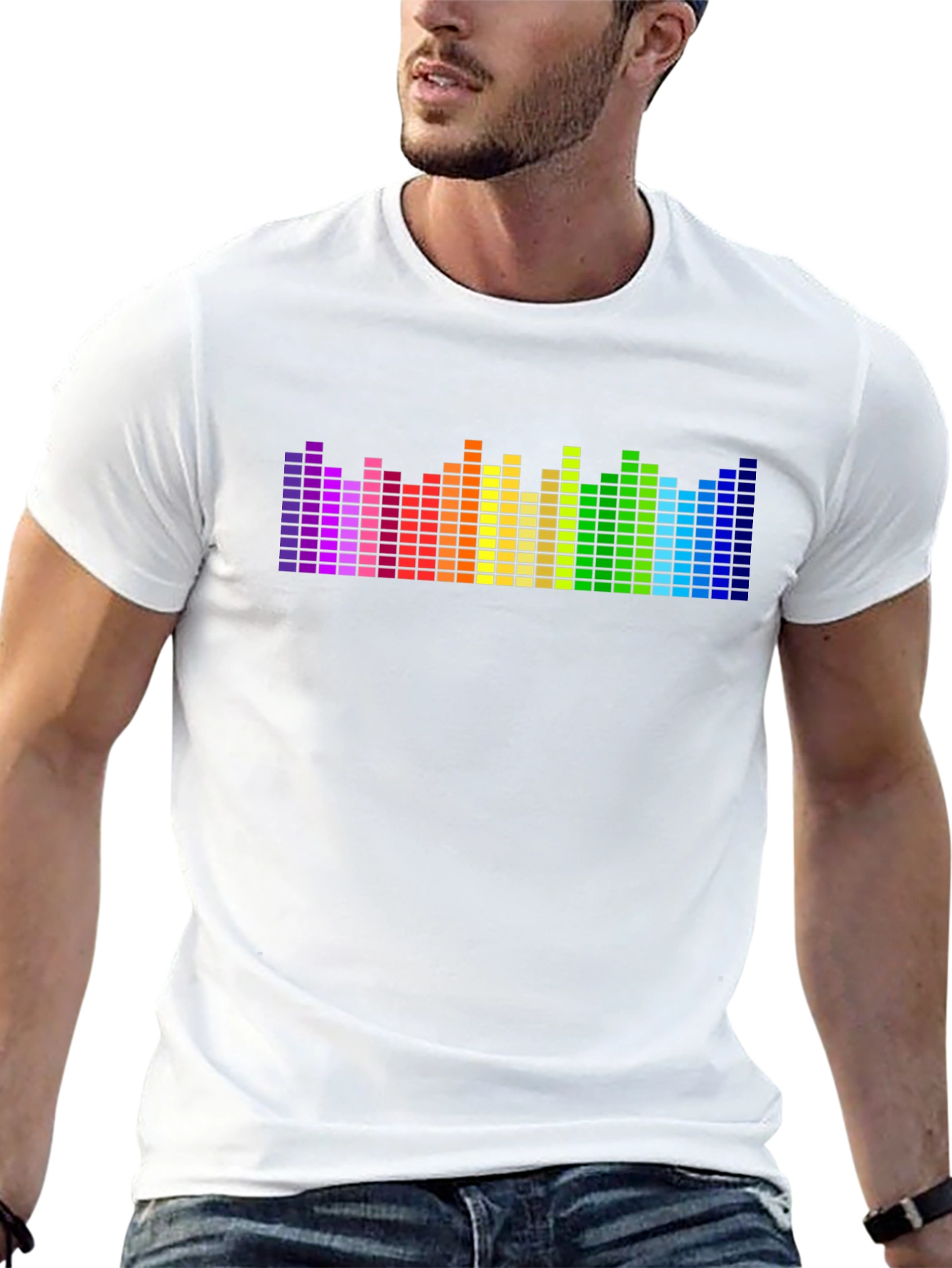 Rainbow Equalizer Graphic Tee - Black Cotton Blend