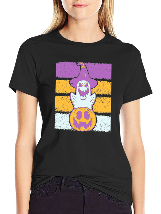 Halloween Ghost Pumpkin Stack T-Shirt