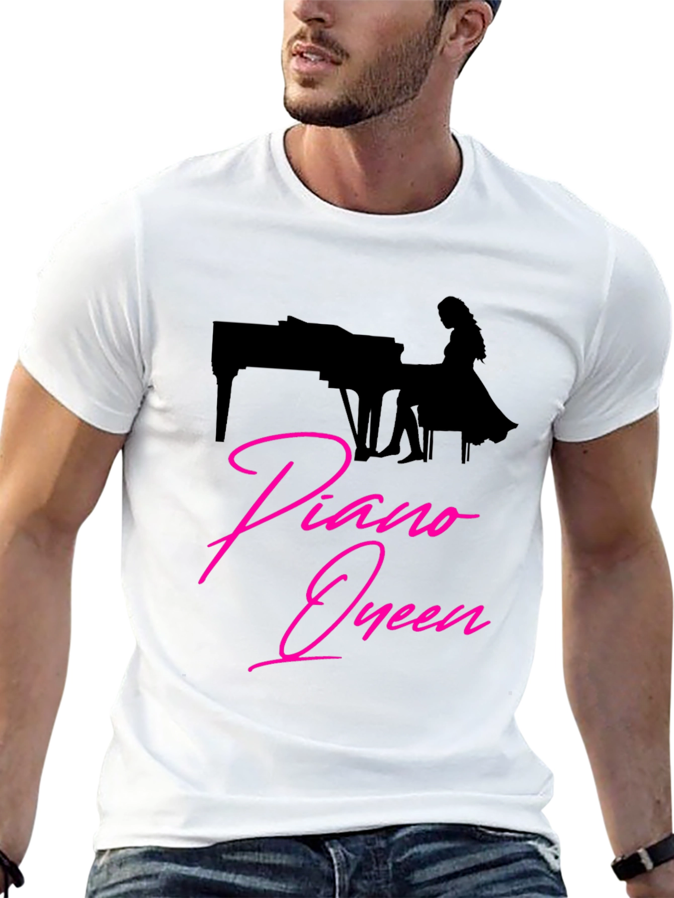 Piano Queen Graphic T-Shirt - Black