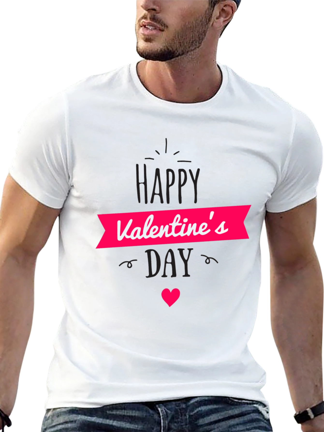 Valentines Day Graphic Black T-Shirt