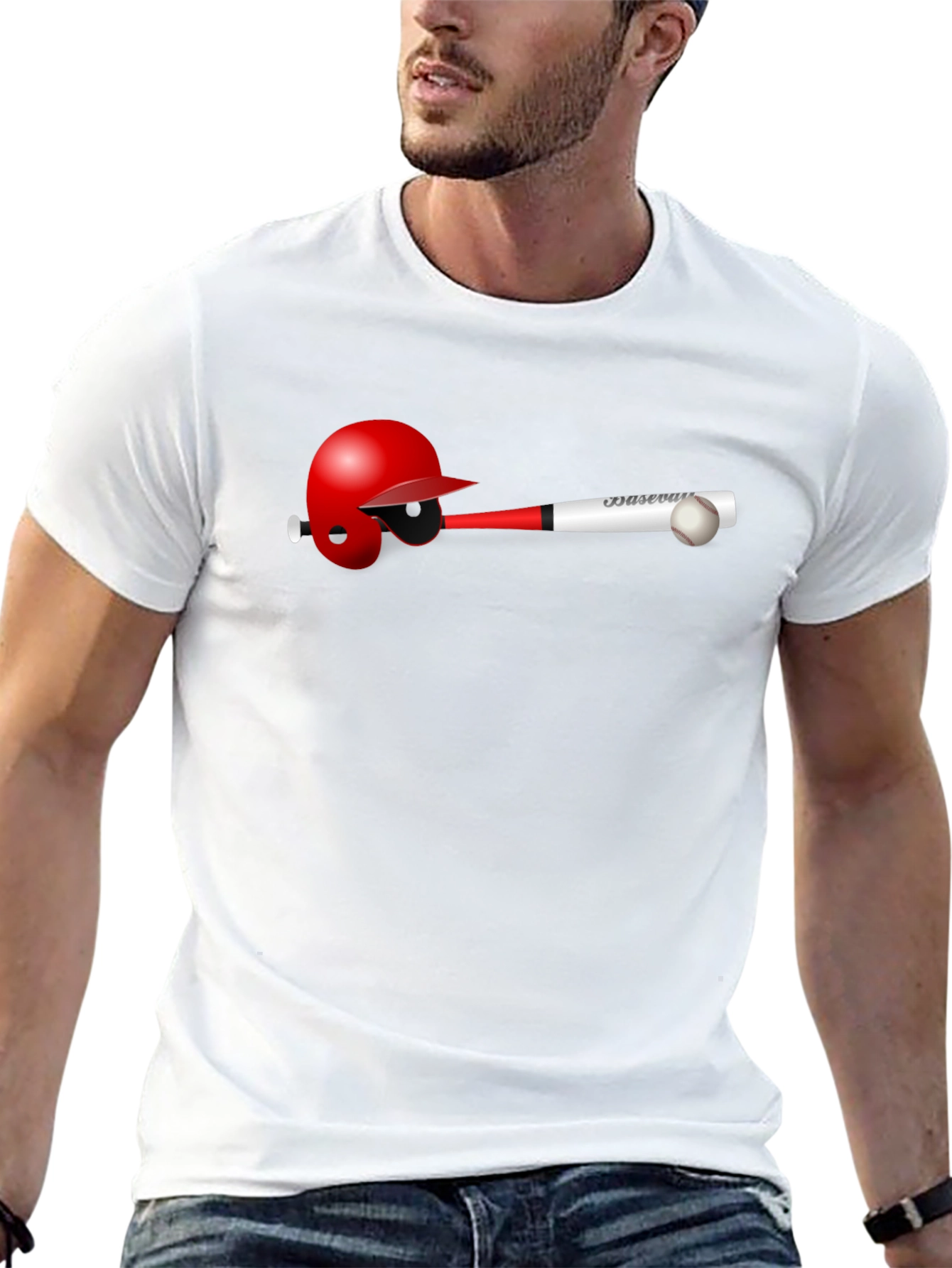 Baseball Helmet Bat and Ball T-Shirt