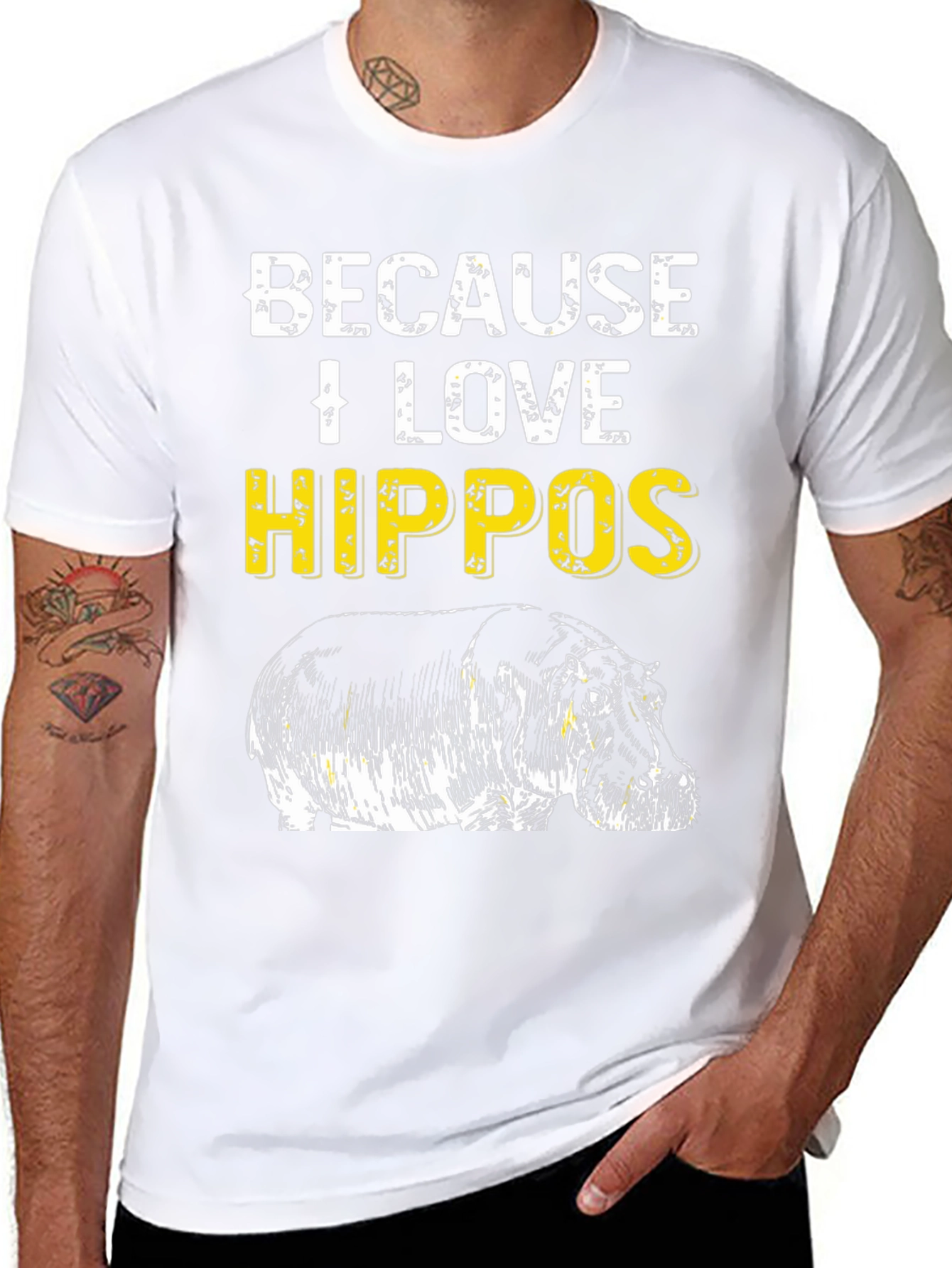 Because I Love Hippos T-Shirt - Animal Lover Tee