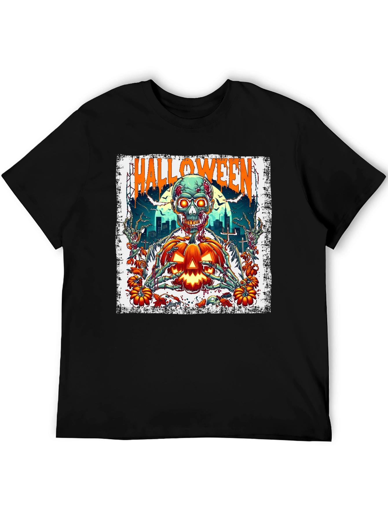 Halloween Zombie Pumpkin Graphic Tee