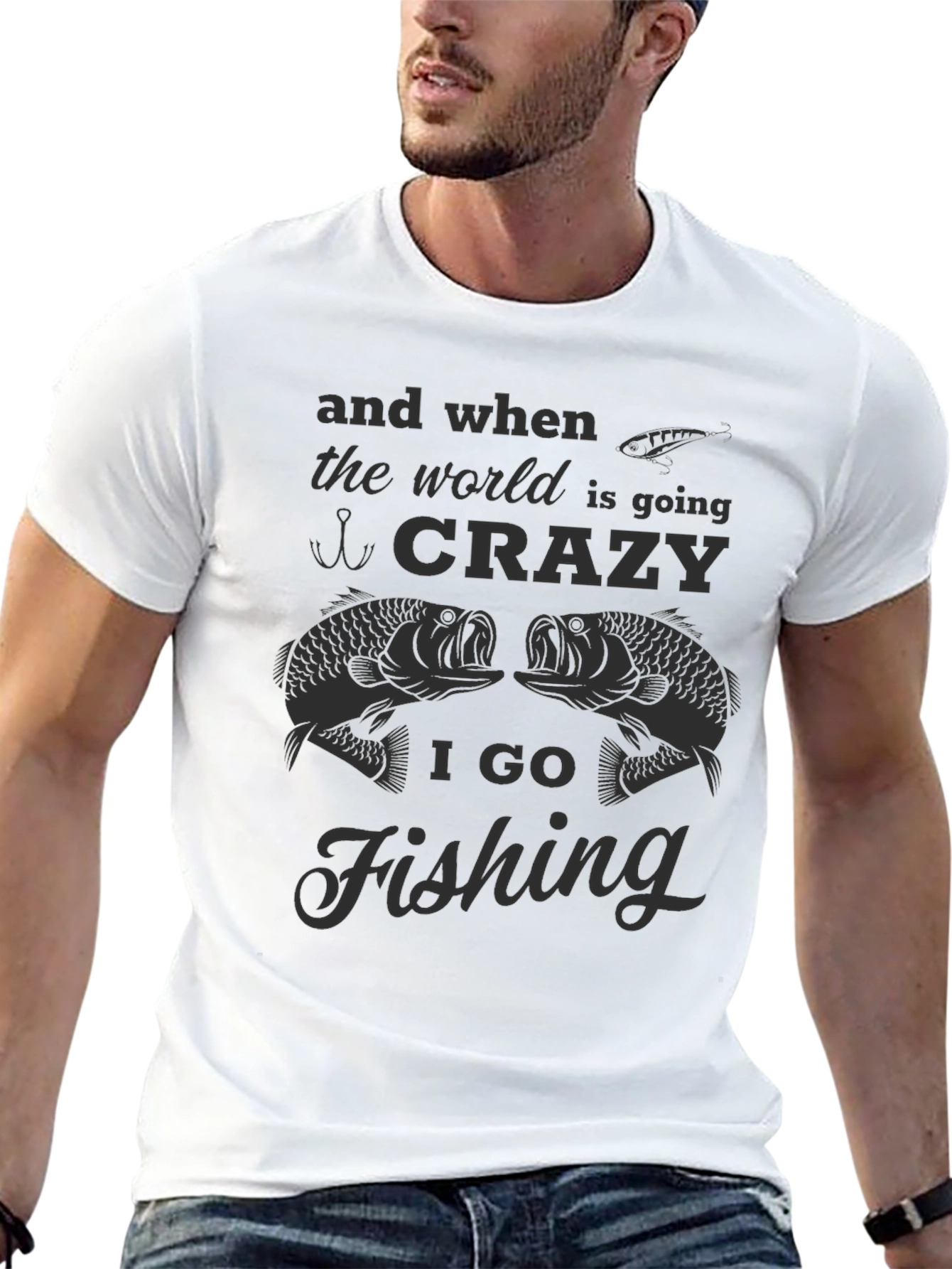 Crazy Fishing T-Shirt - Mens Funny Graphic Tee