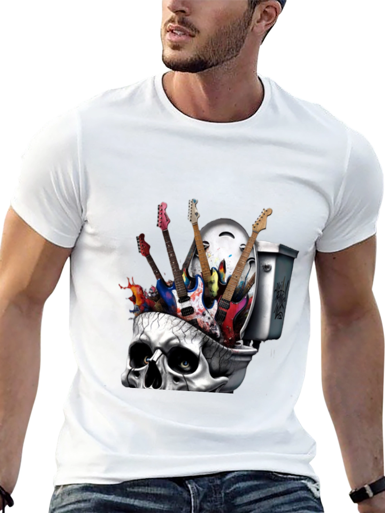 Skull Toilet Guitar T-Shirt