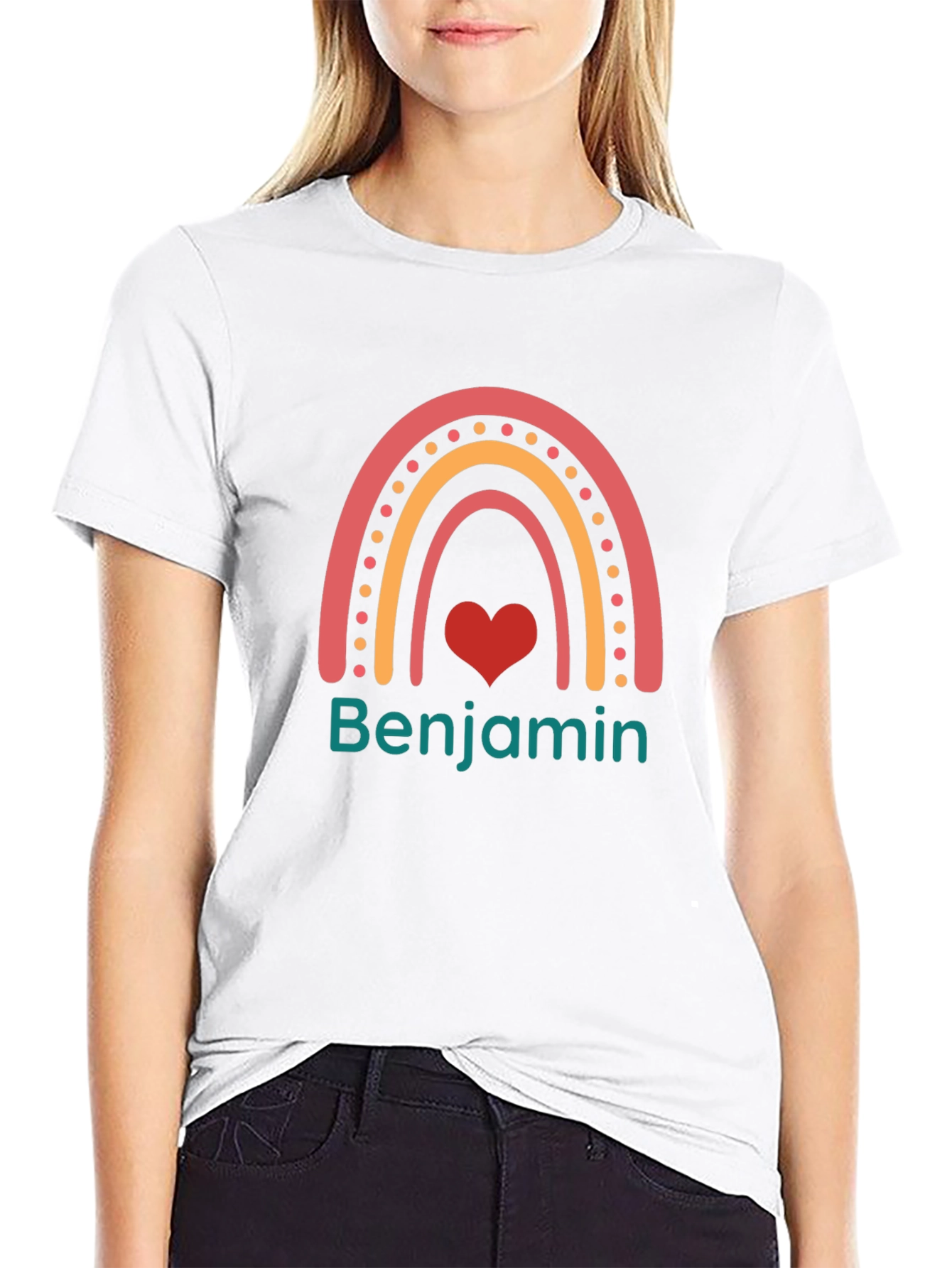 Benjamin Rainbow Heart Black T-Shirt