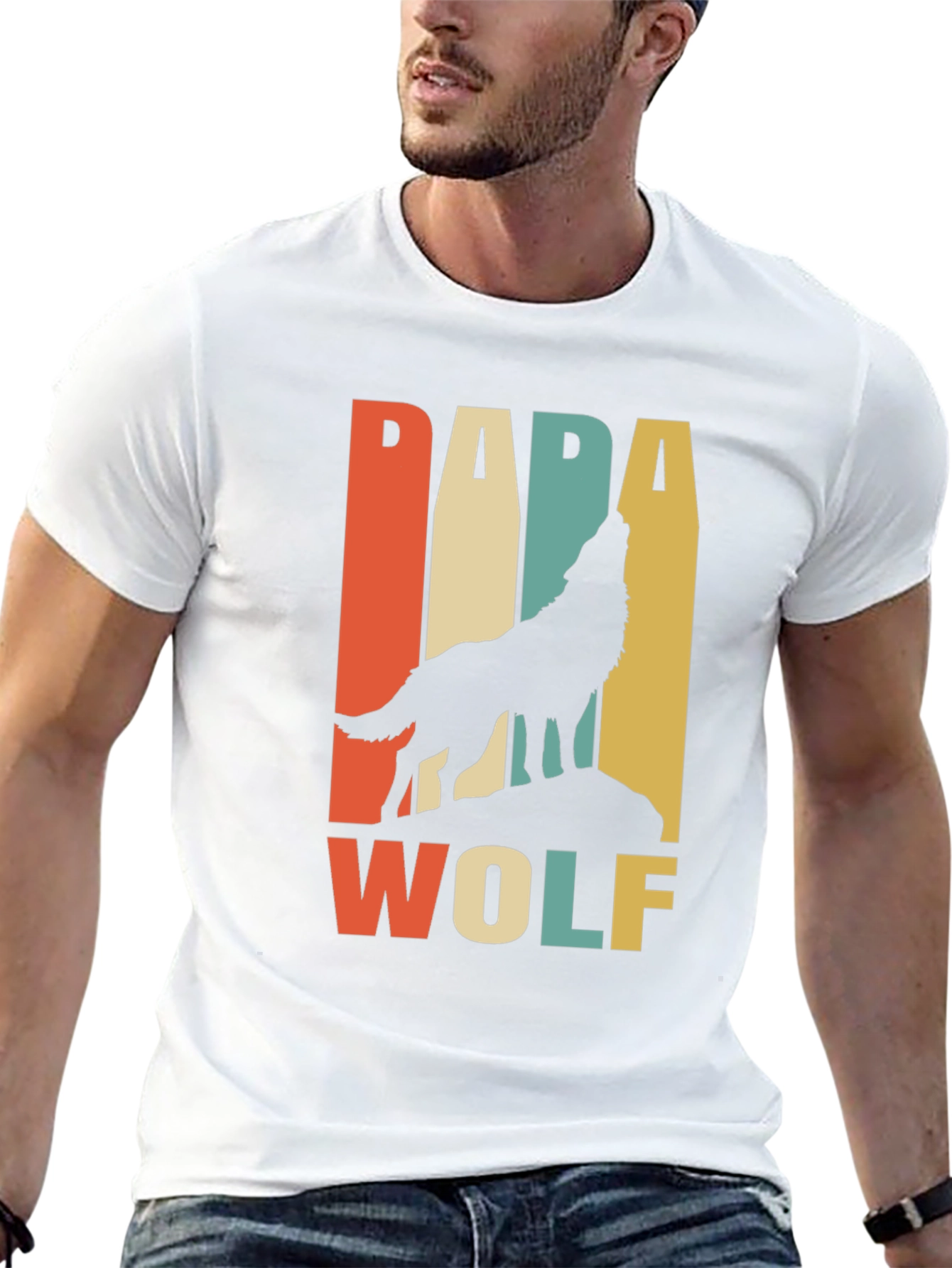 Retro Papa Wolf Graphic Tee - Fathers Day Gift