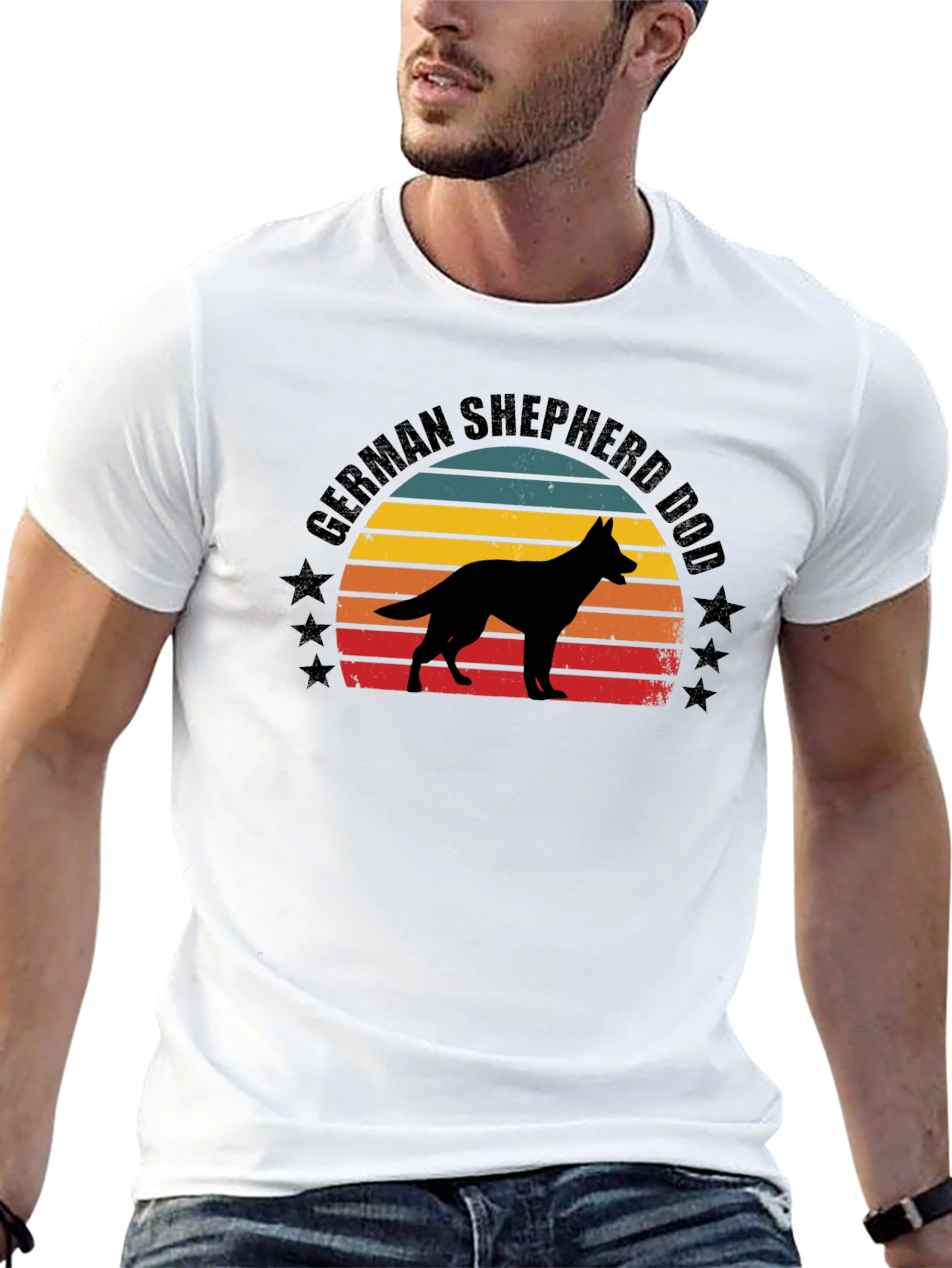 German Shepherd Dog Sunset Graphic Tee