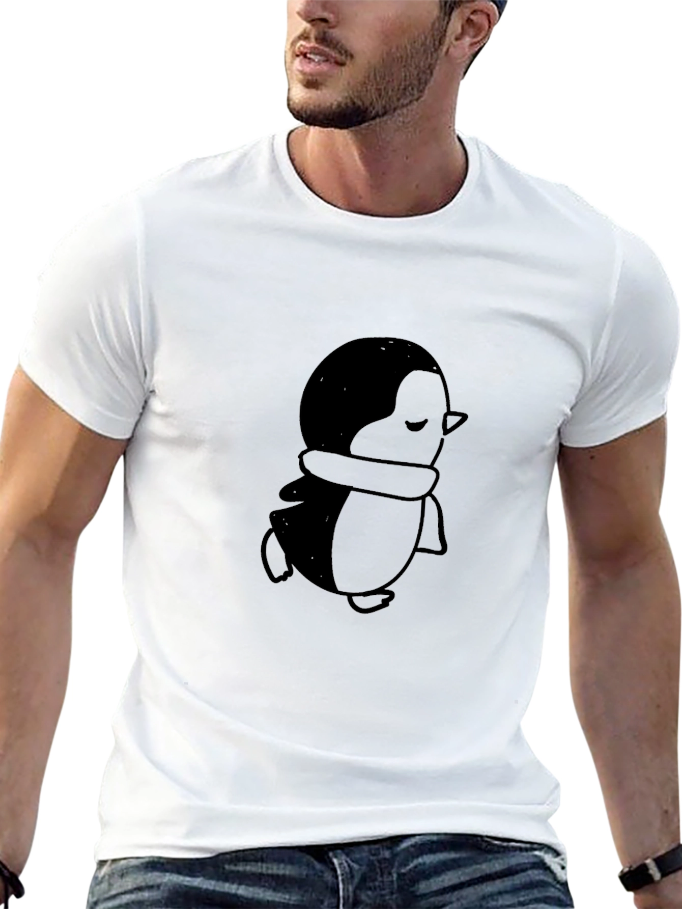 Mens Black Penguin Graphic T-Shirt