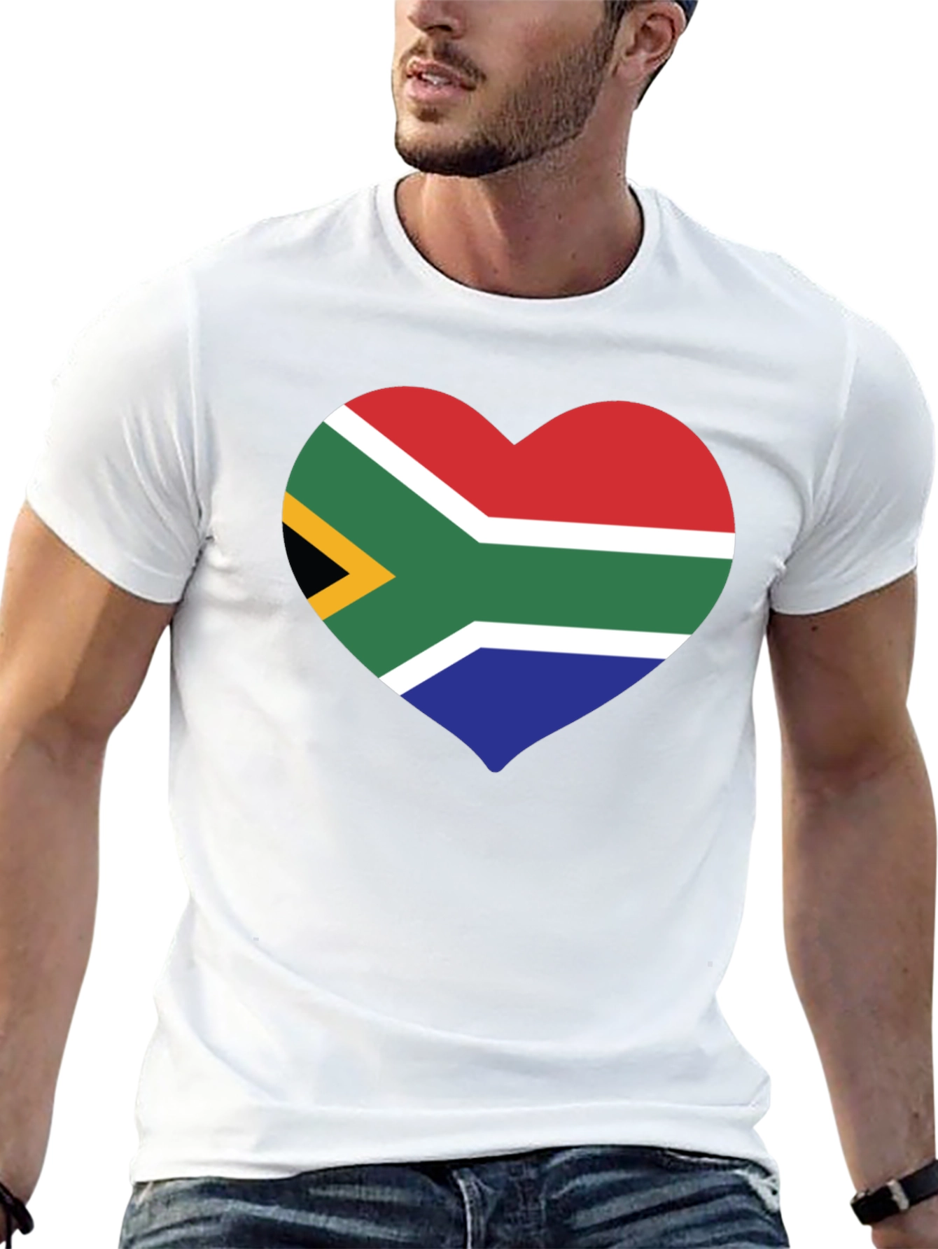 South Africa Flag Heart Graphic T-Shirt