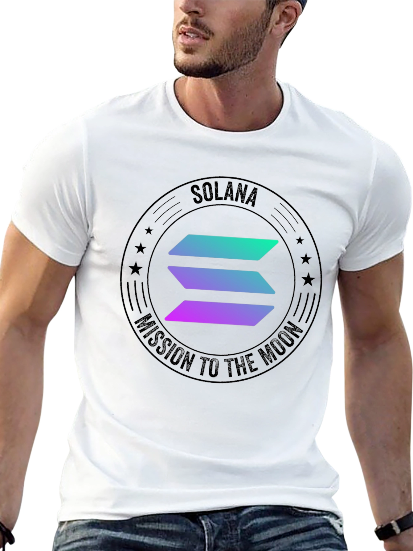 Solana Mission To The Moon Black T-Shirt