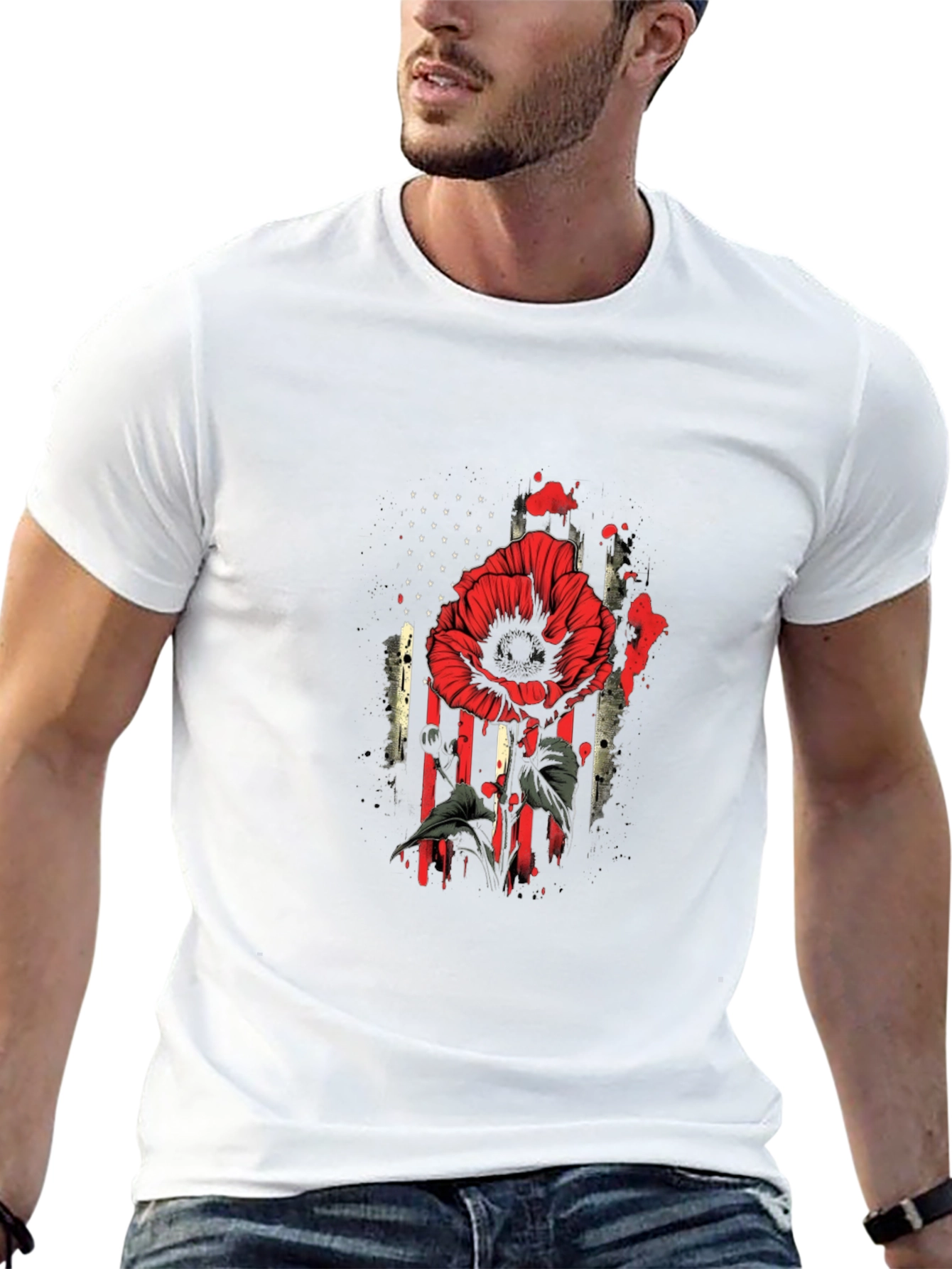 Poppy American Flag Graphic T-Shirt