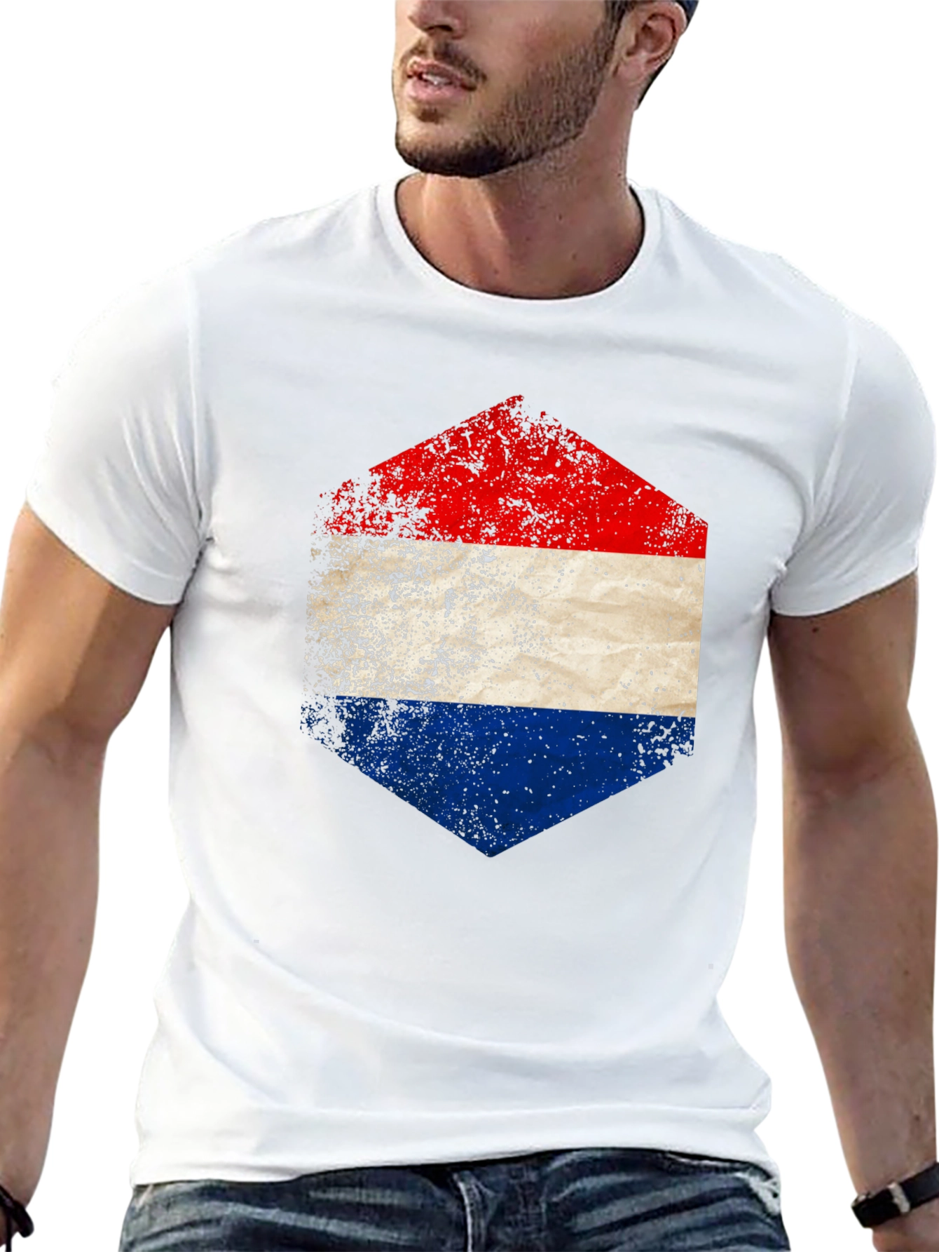 Netherlands Flag Hexagon Graphic T-Shirt
