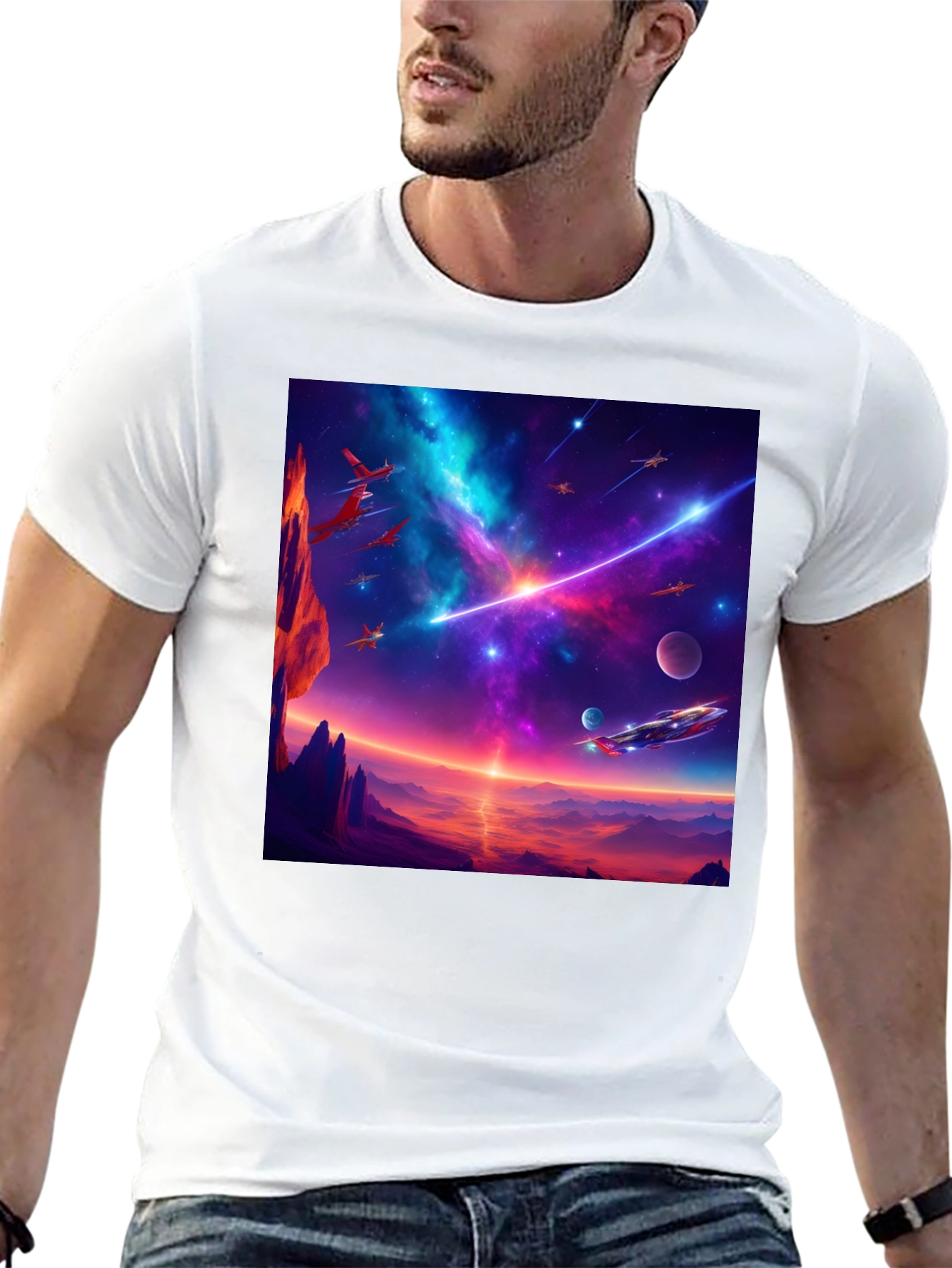 Sci-Fi Space Adventure Graphic T-Shirt
