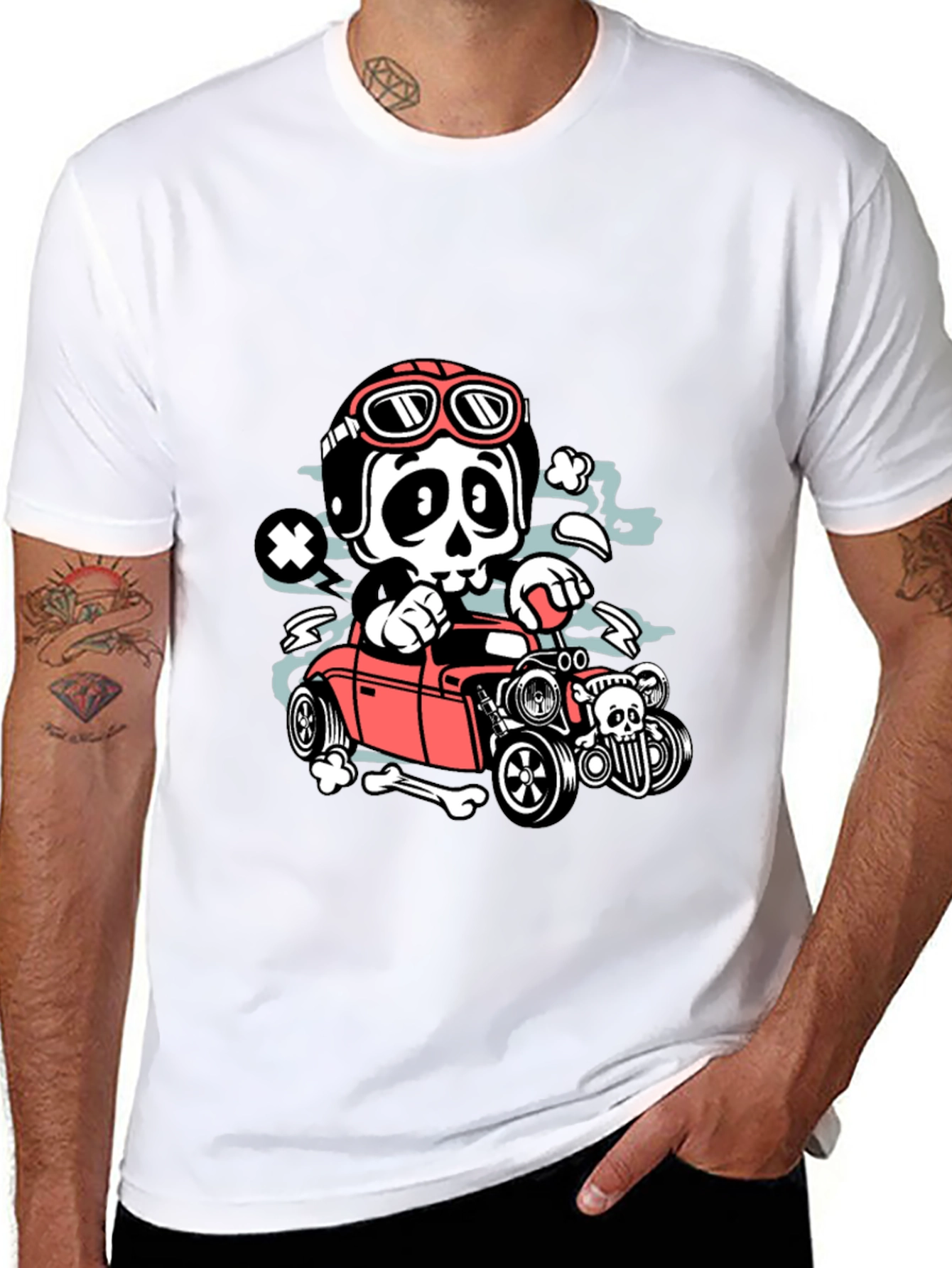 Skull Hot Rod T-Shirt - Rocker Style