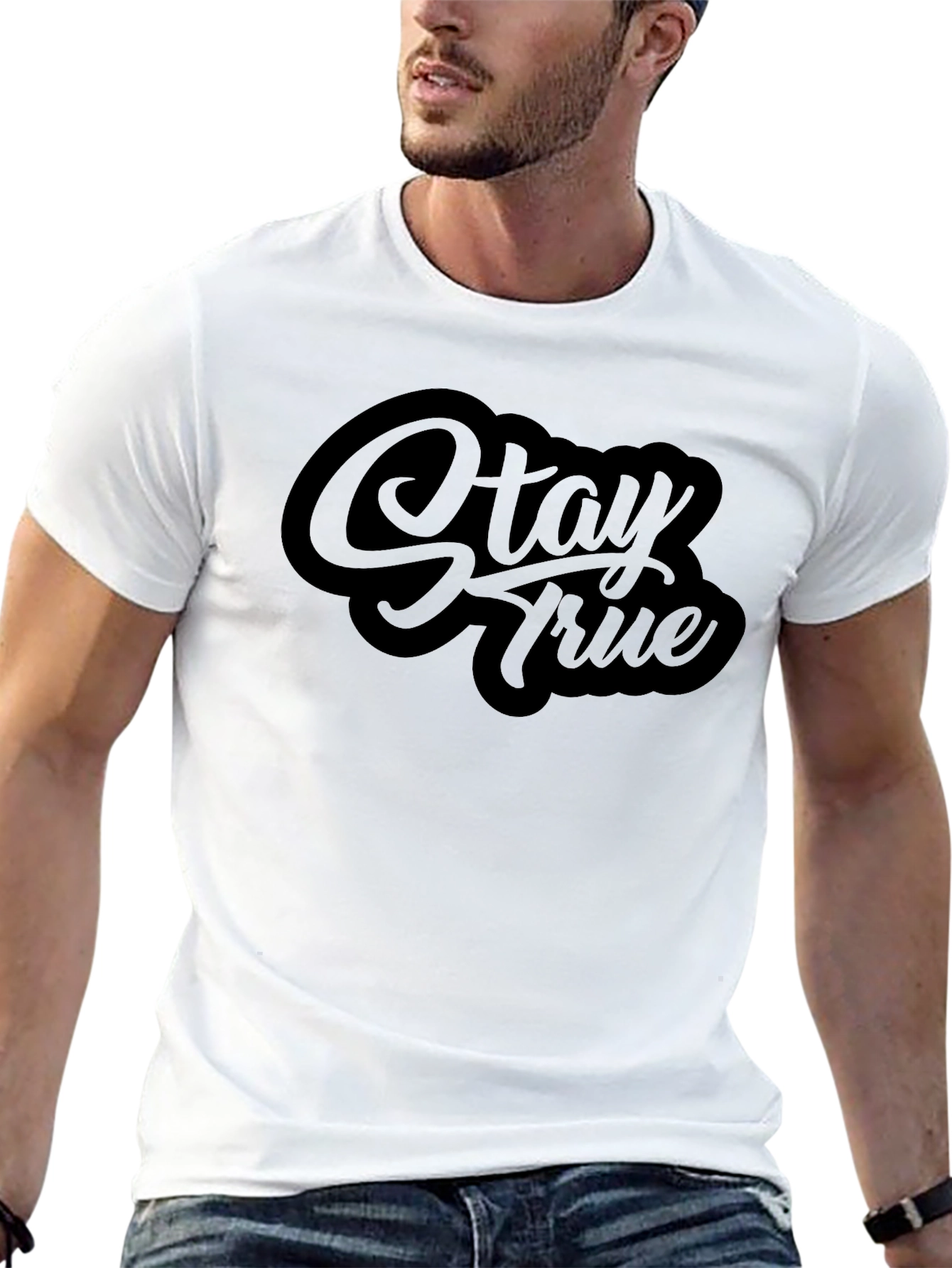 Stay True Black Graphic Tee - Stylish Casual Wear