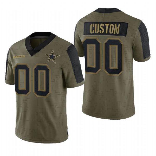 Custom1 Dallas Cowboys Olive 2021 Salute To Service Limited Football Jerseys